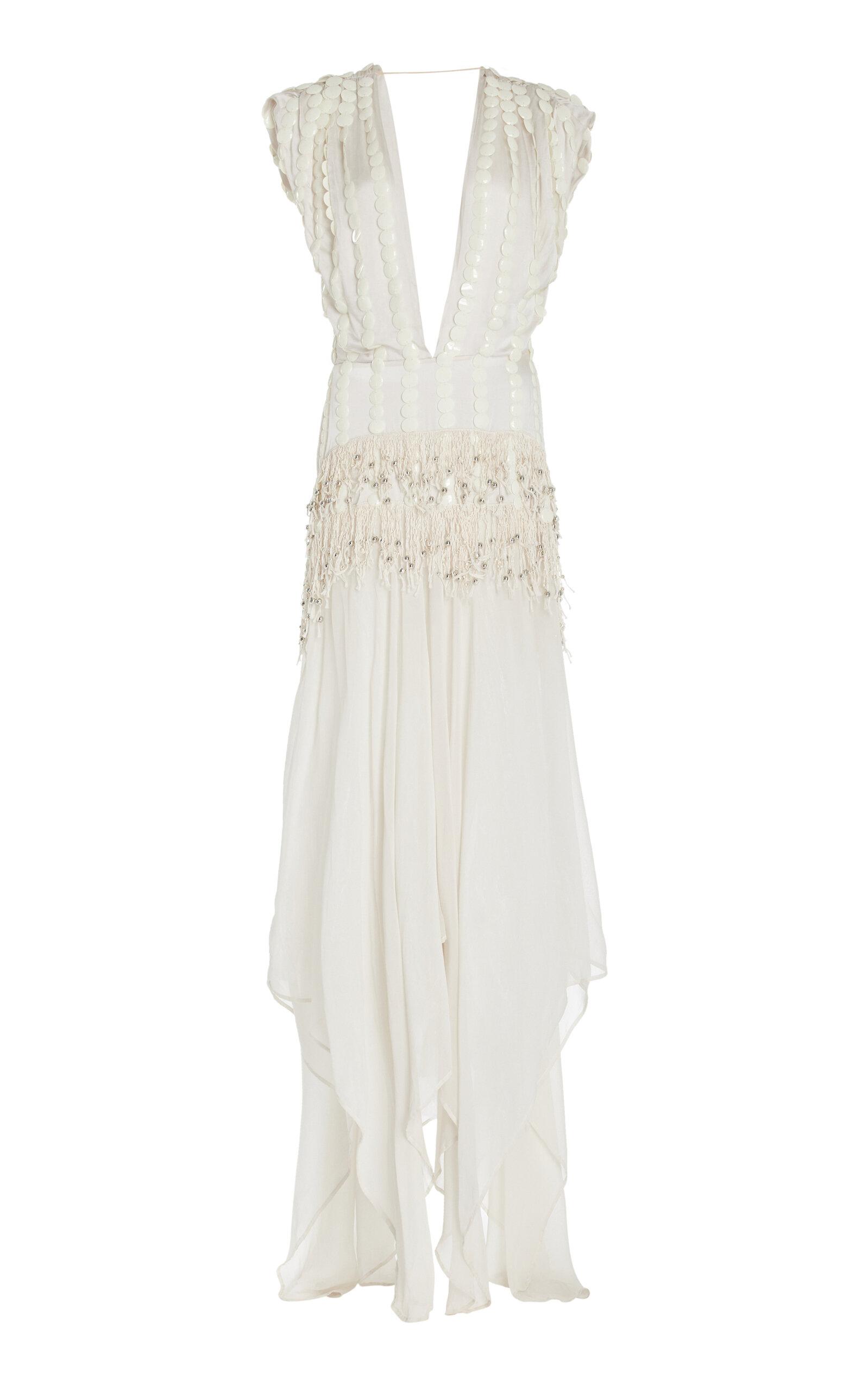 diotima mona studded satin dress DIOTIMA Mona Studded Satin Dress in White