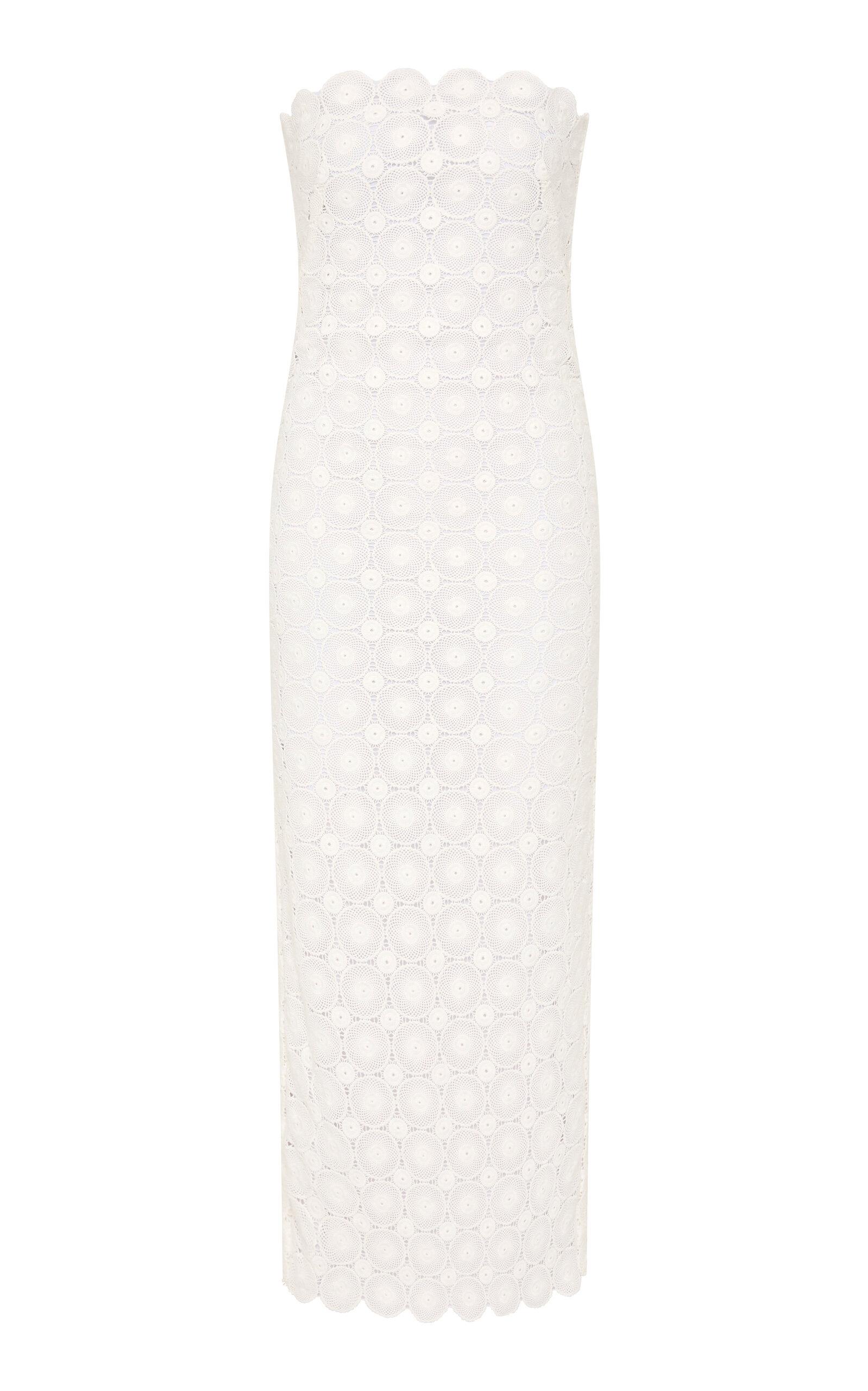 st. agni crocheted organic cotton midi dress St. Agni Crocheted Organic Cotton Midi Dress in White