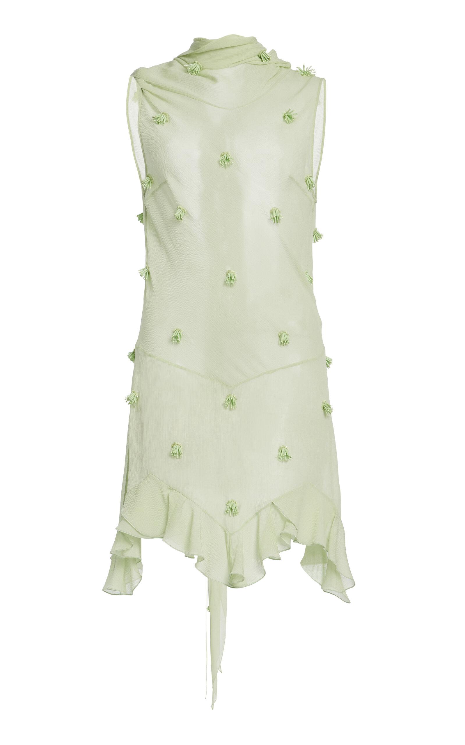 stella mccartney green silk dress Stella McCartney Green Sleeveless Silk Cut Out Maxi Dress Size IT 42 ( –  Sellier main image 0