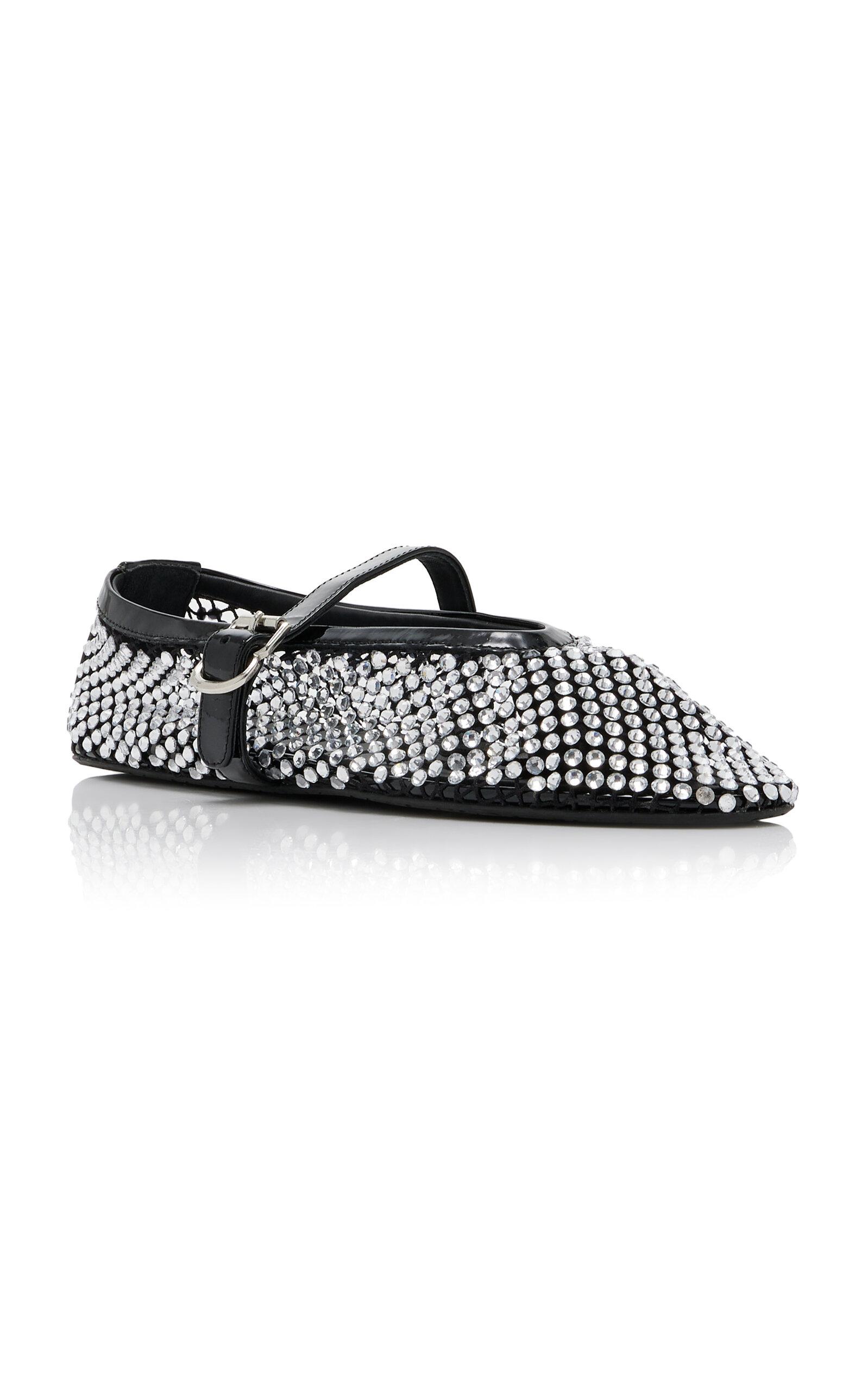 存在感抜群★ALAIA Black jewel ballet flats ALAÏA BLACK JEWEL BALLET FLATS IN FISHNET |ALAÏA CA