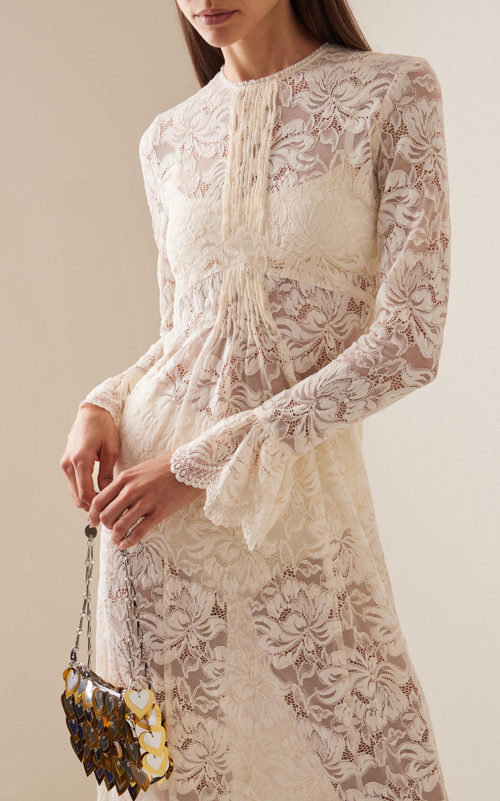 Rabanne Lace Maxi Dress in White | Lyst