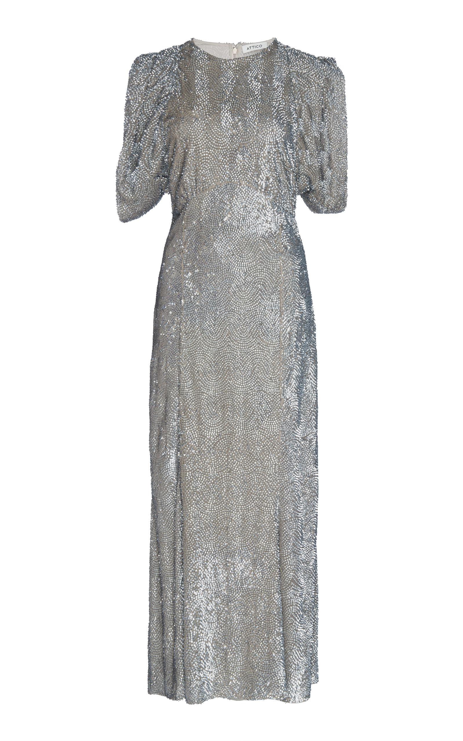 attico silver sequin dress