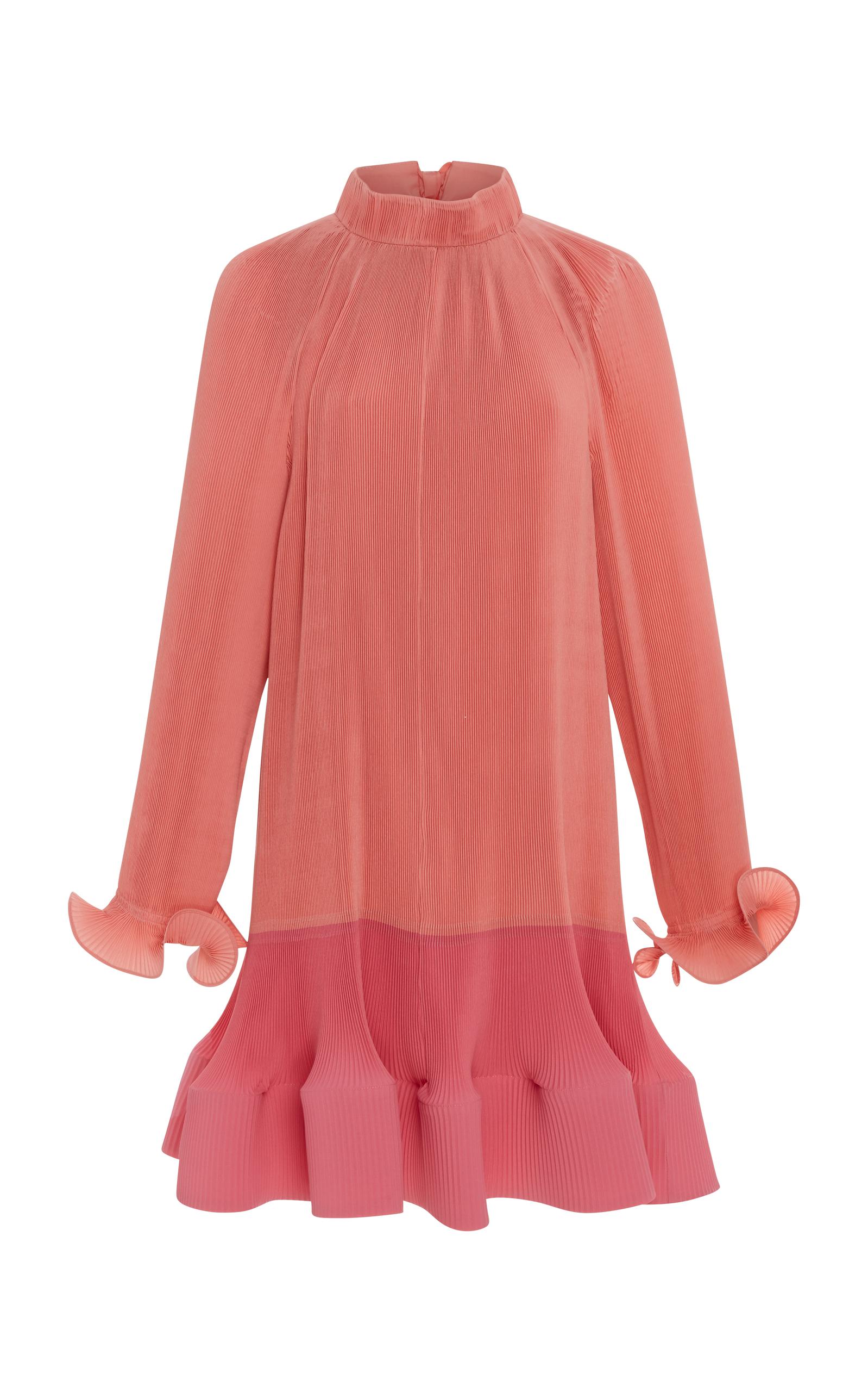 tibi red pleated dress