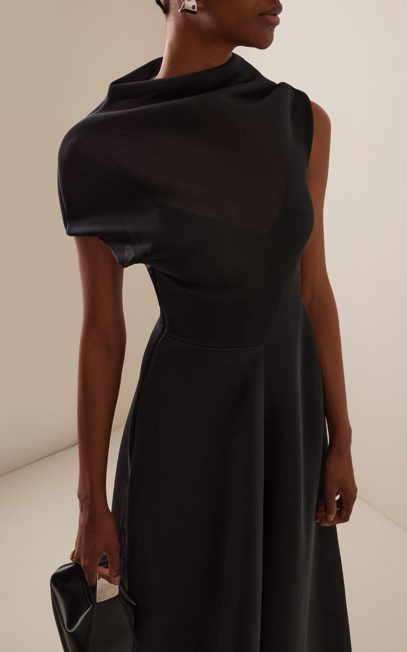 brandon maxwell the genevieve draped knit maxi dress Brandon Maxwell The Genevieve Draped Knit Maxi Dress in Black