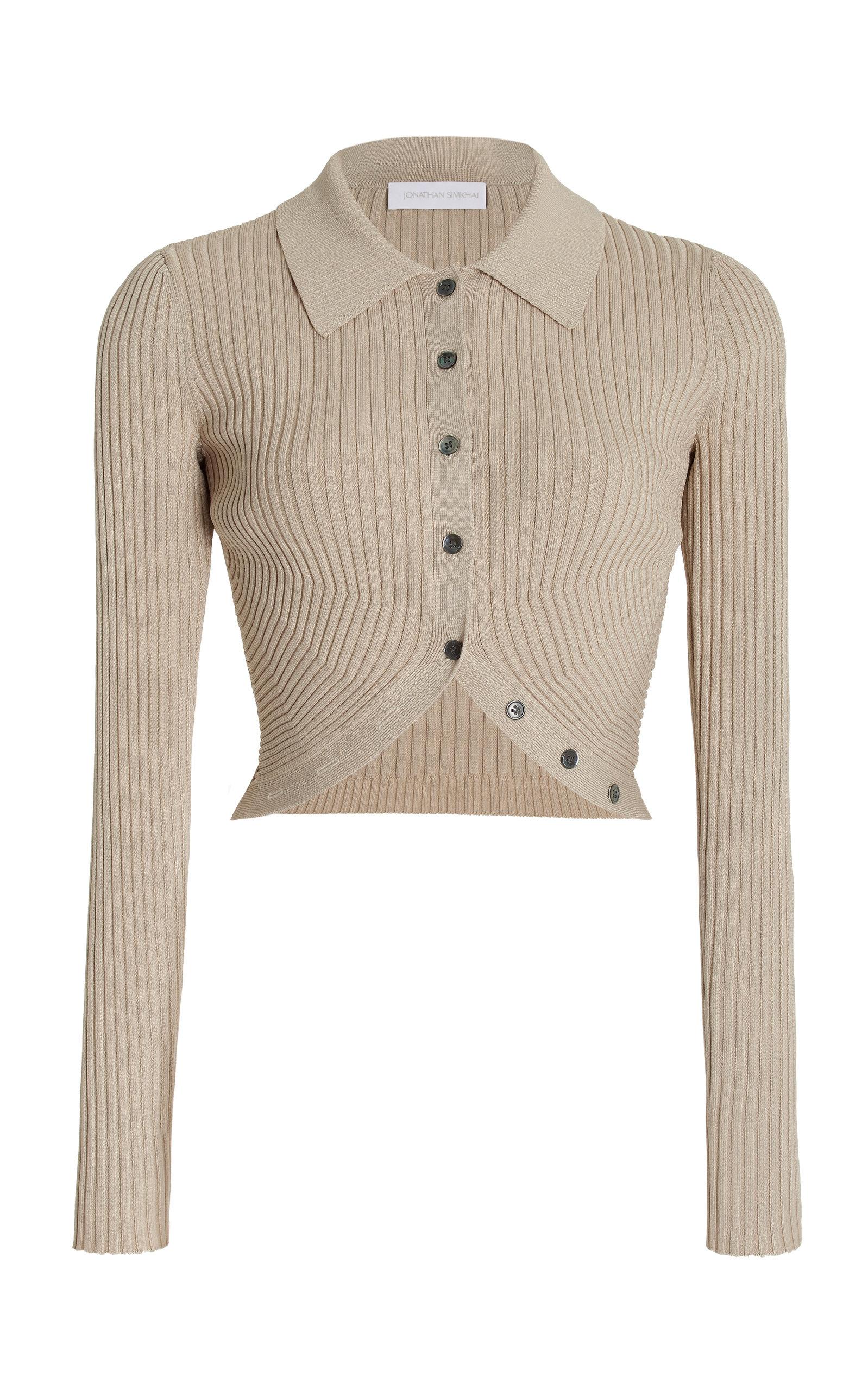 Jonathan Simkhai Sol Ribbedknit Crop Top in Natural Lyst