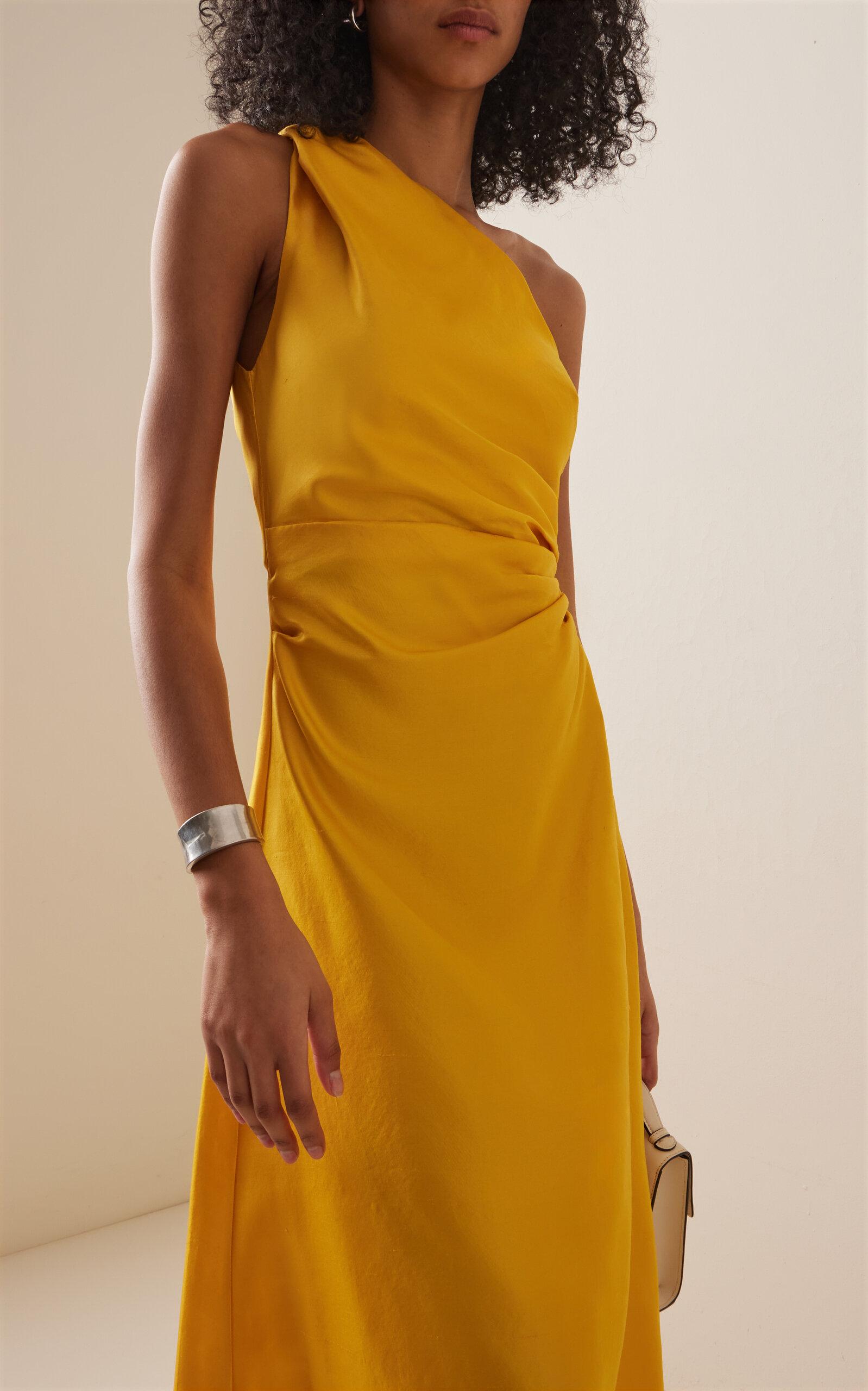 staud este silk dress STAUD Este Silk Dress in Yellow