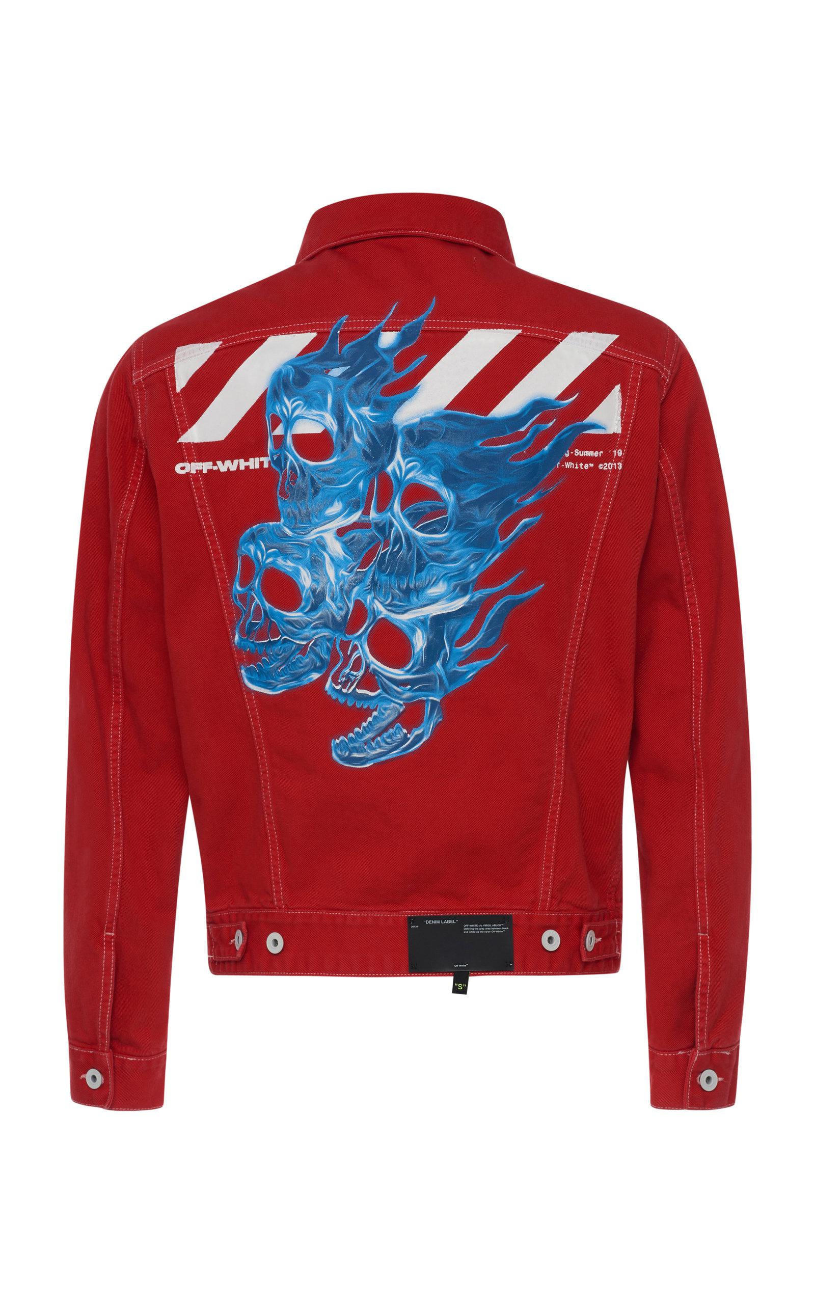 Off-White c/o Virgil Abloh Slim Denim Jacket in Red for Men - Lyst