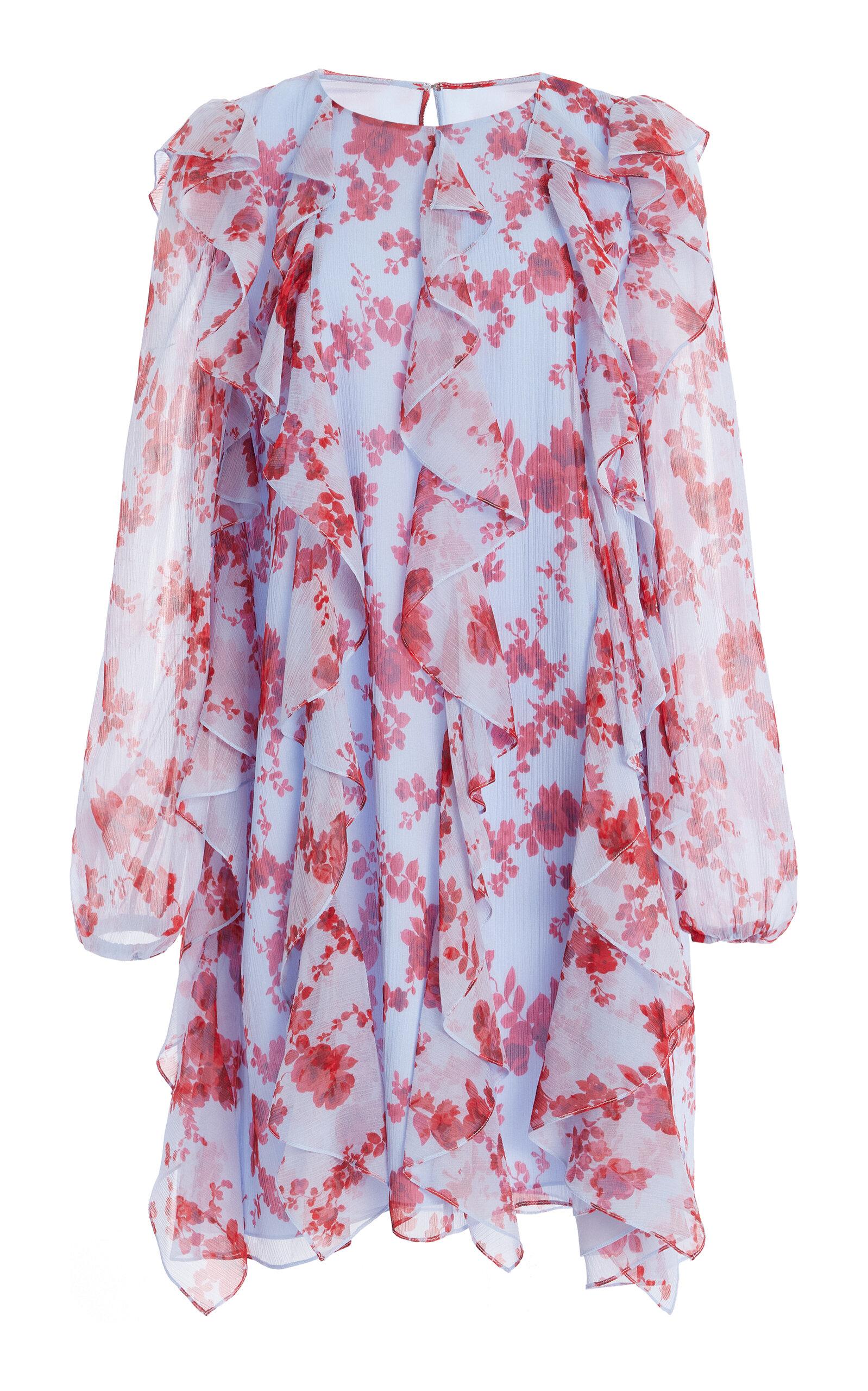 Carolina Herrera Ruffled Silk Chiffon Mini Dress in White | Lyst
