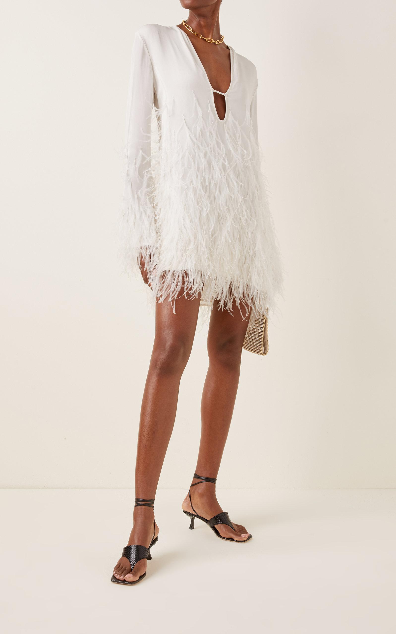 Cult Gaia Evelyn Feather-trimmed Dress ...