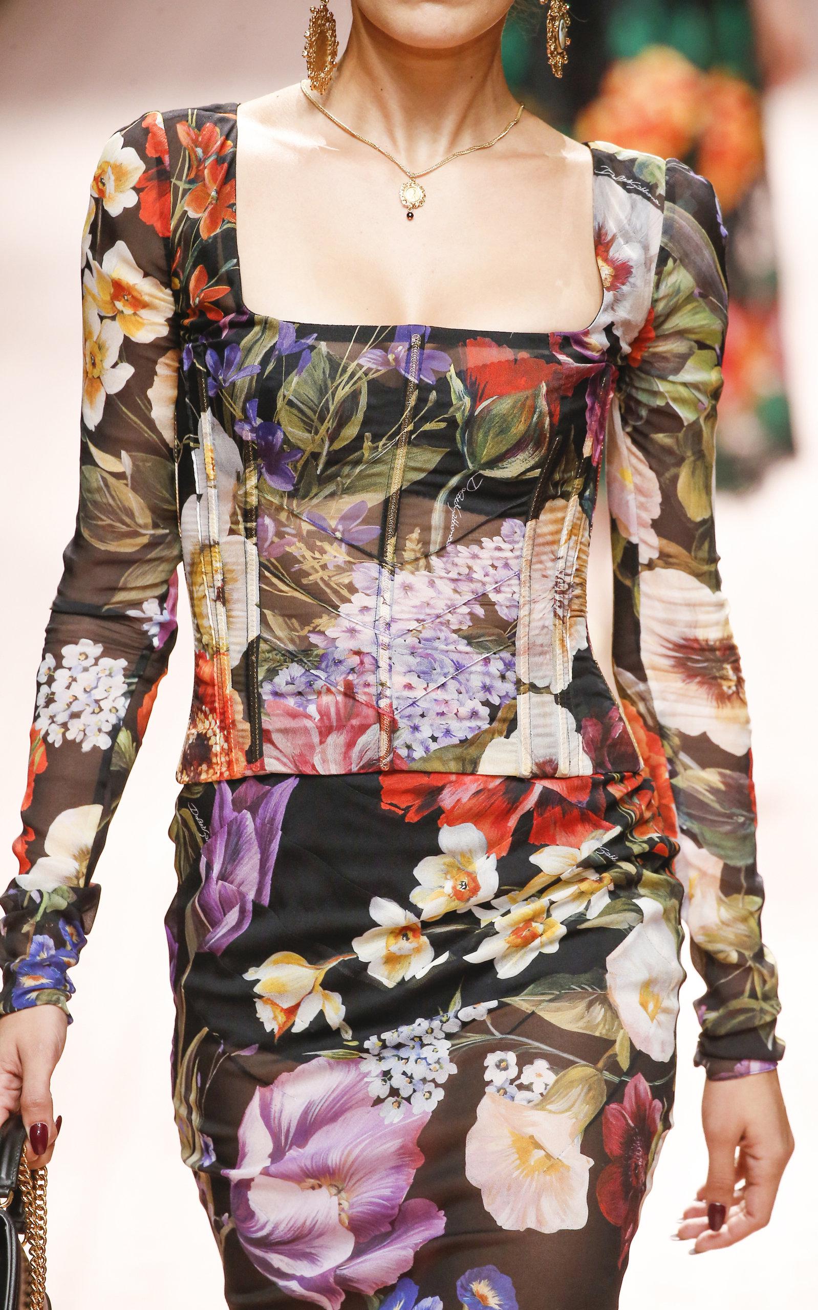 Gabbana Floral Sheer Long-sleeve 