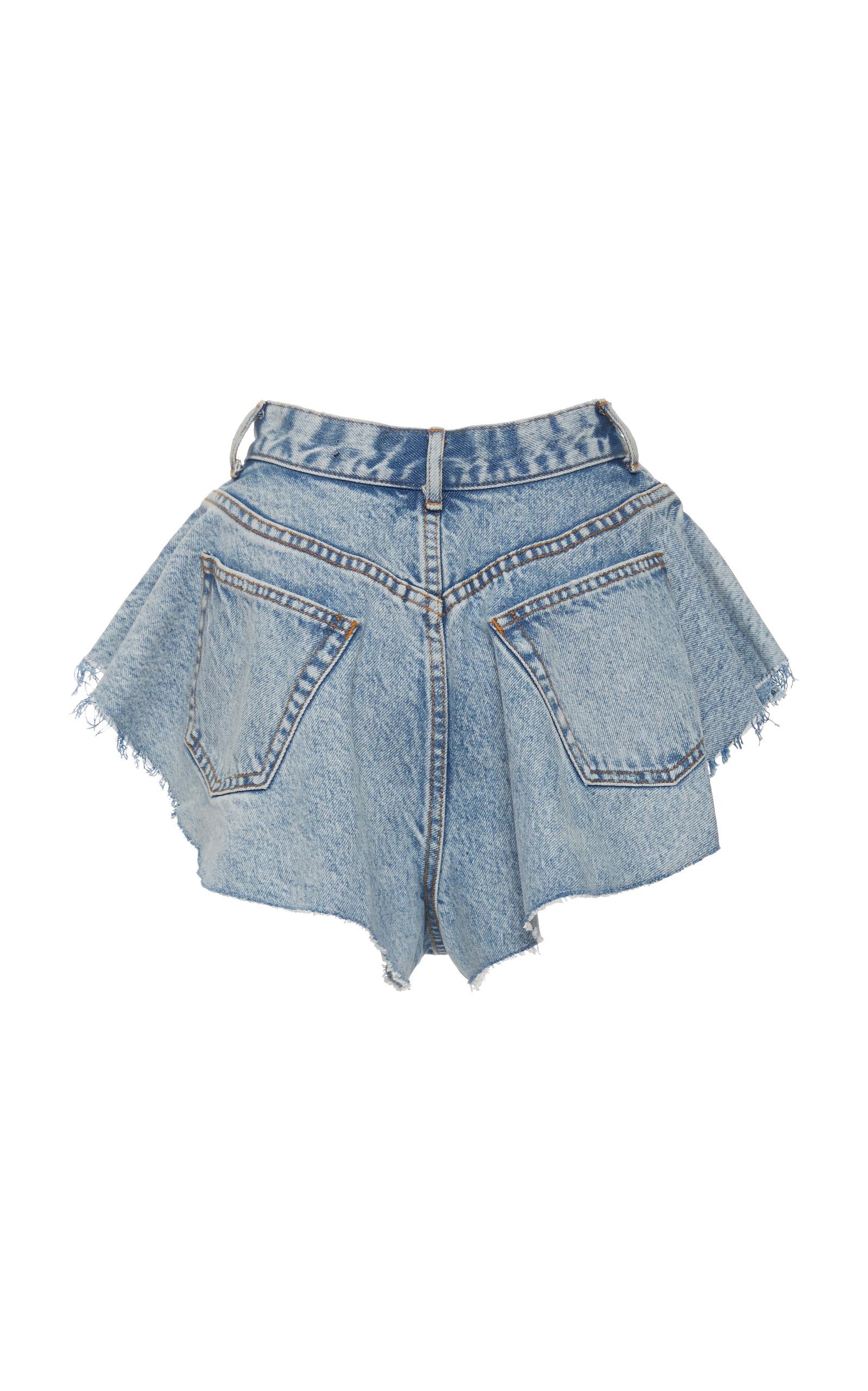 Alexander Wang Runway Ruffled Denim Shorts in Blue | Lyst