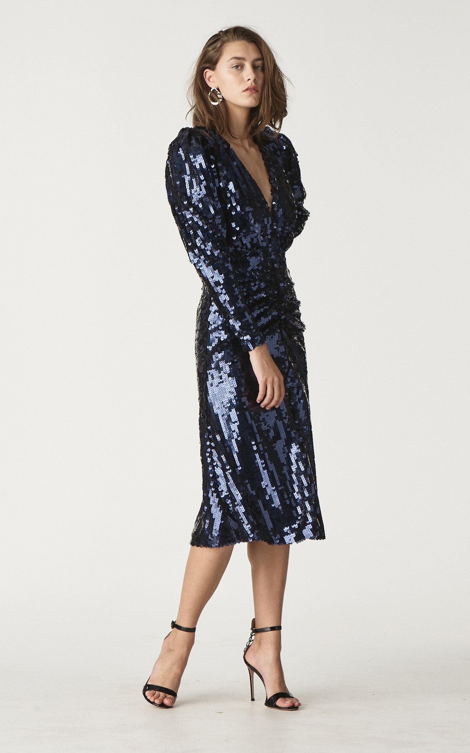 Rachel Gilbert Synthetic Leopold Sequined Midi Dress in Blue - Lyst