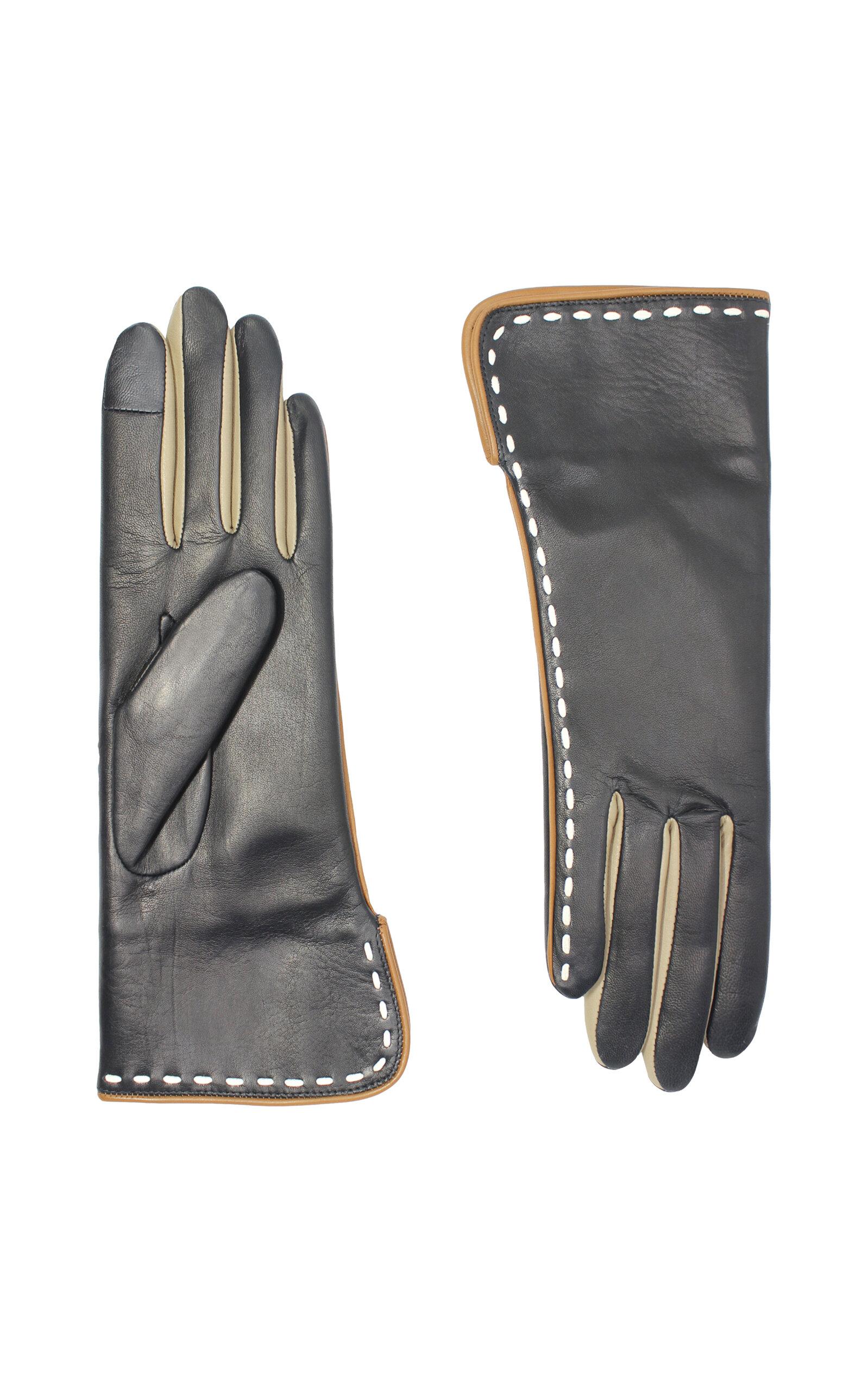 小物 AGNELLE Agnelle black Leather Gloves