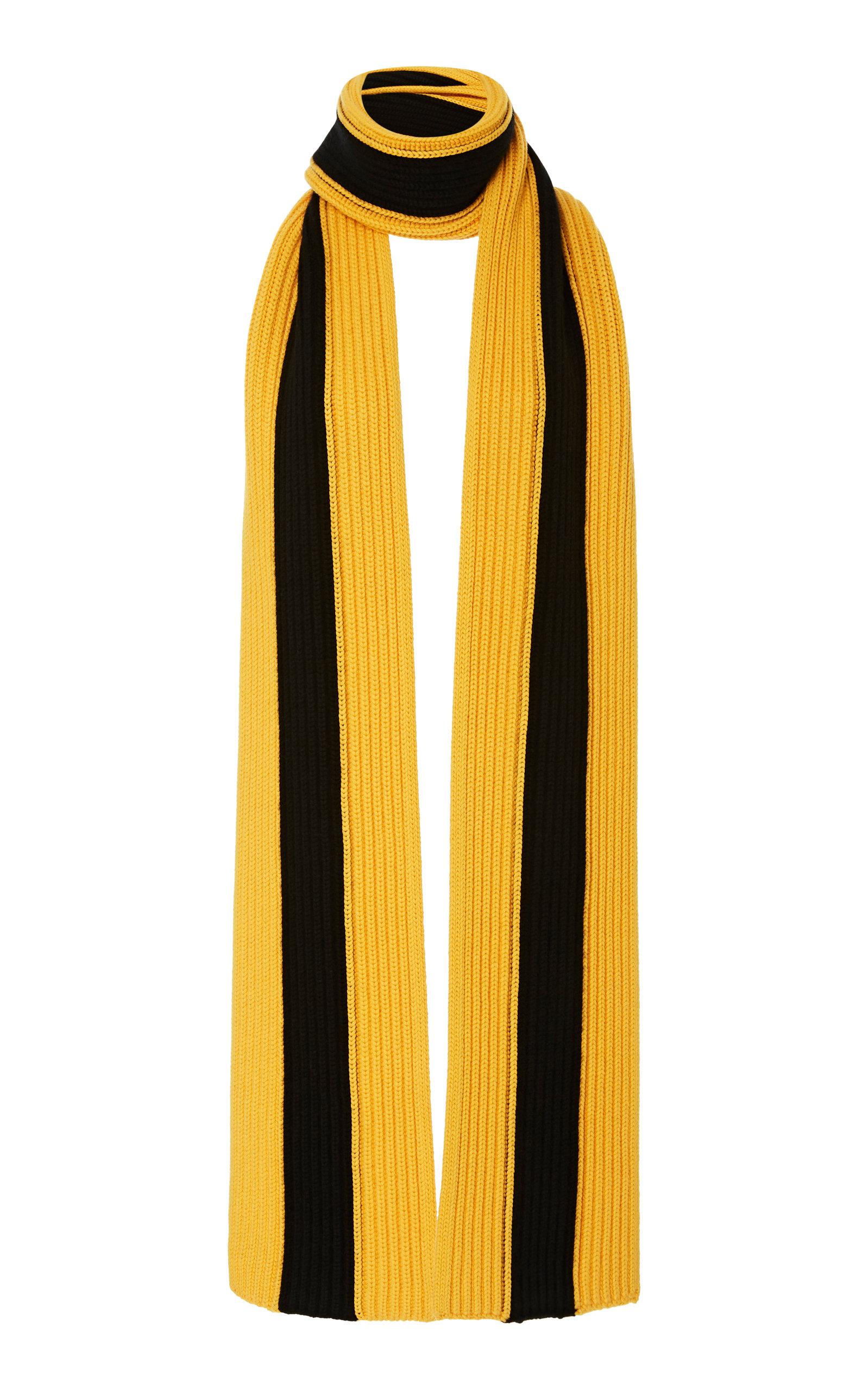 Michael Kors Wool Black Stripe Muffler Scarf In Yellow Lyst
