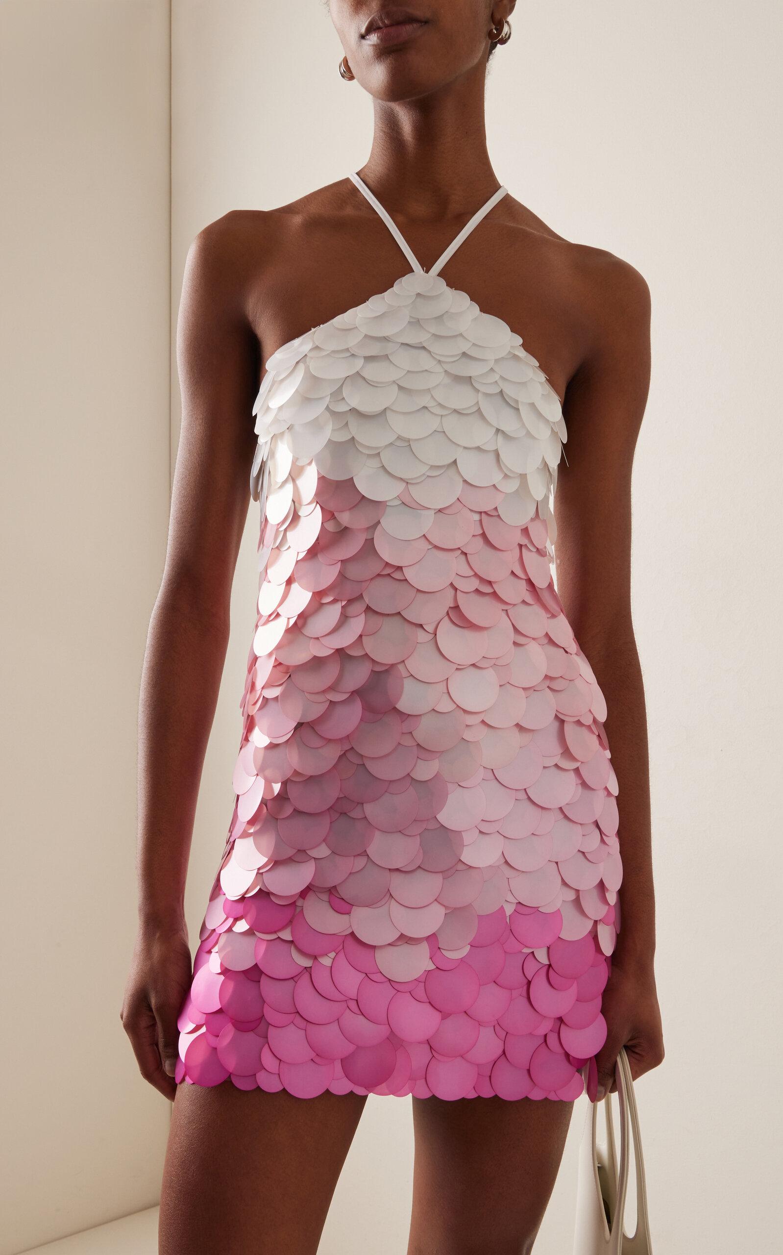 パーティードレス Pink Paillette-sequined Mesh Halter Mini Dress DES_PHEMMES Exclusive Paillette-sequined Mesh Halter Mini