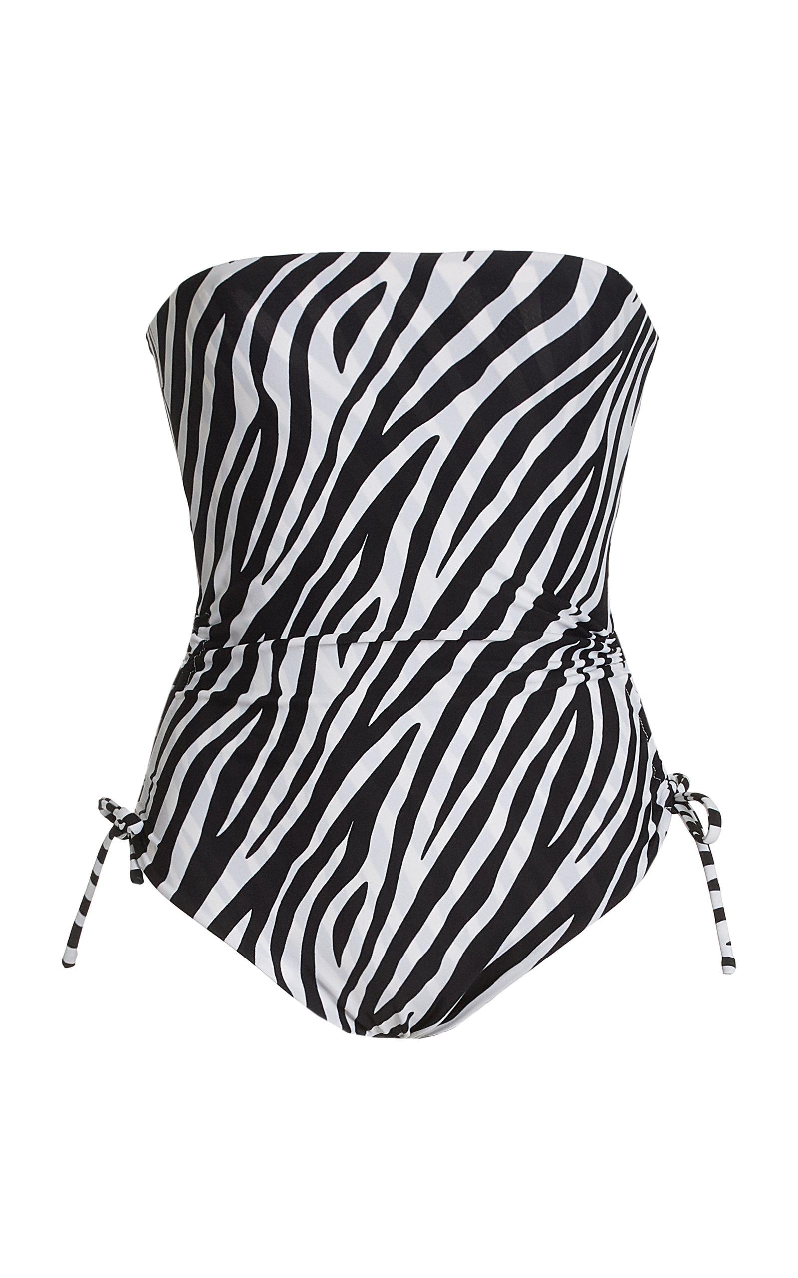 AEXAE Synthetic Zebraprint Strapless Onepiece Swimsuit in Animal