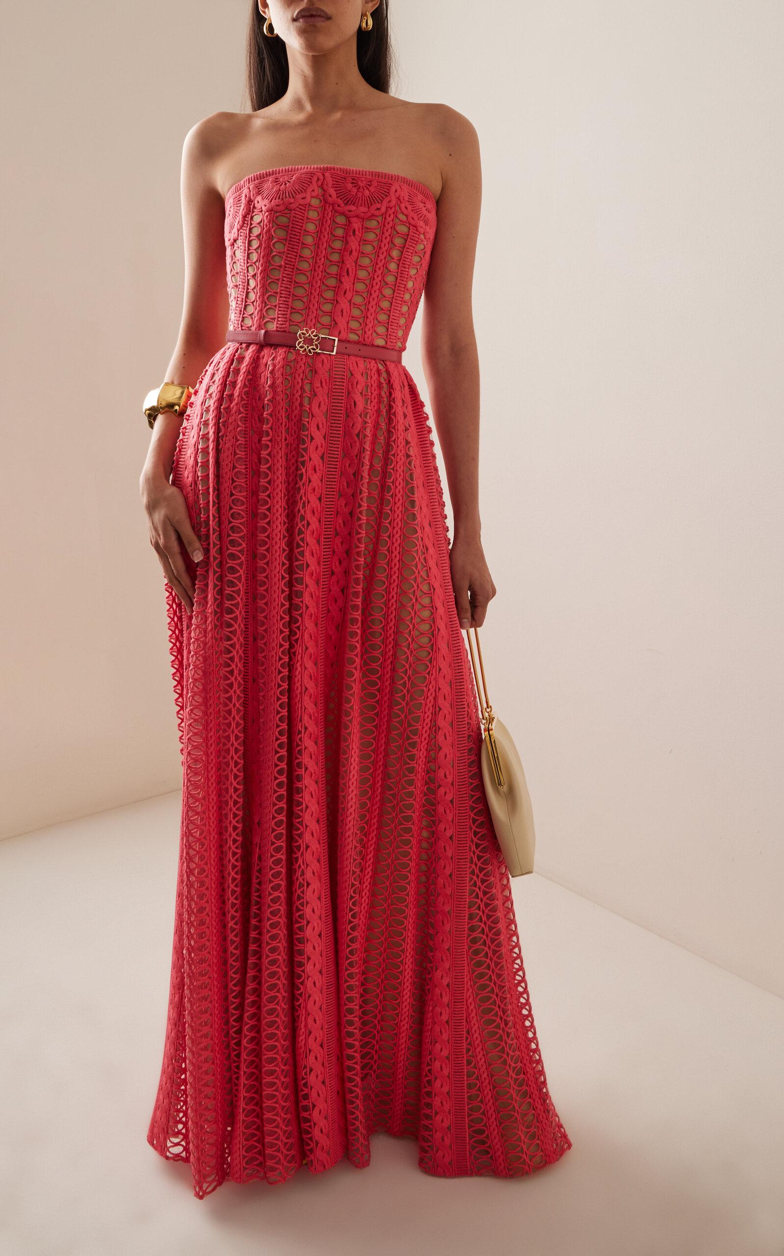 Elie Saab Embroidered Strapless Knit Maxi Dress | Lyst