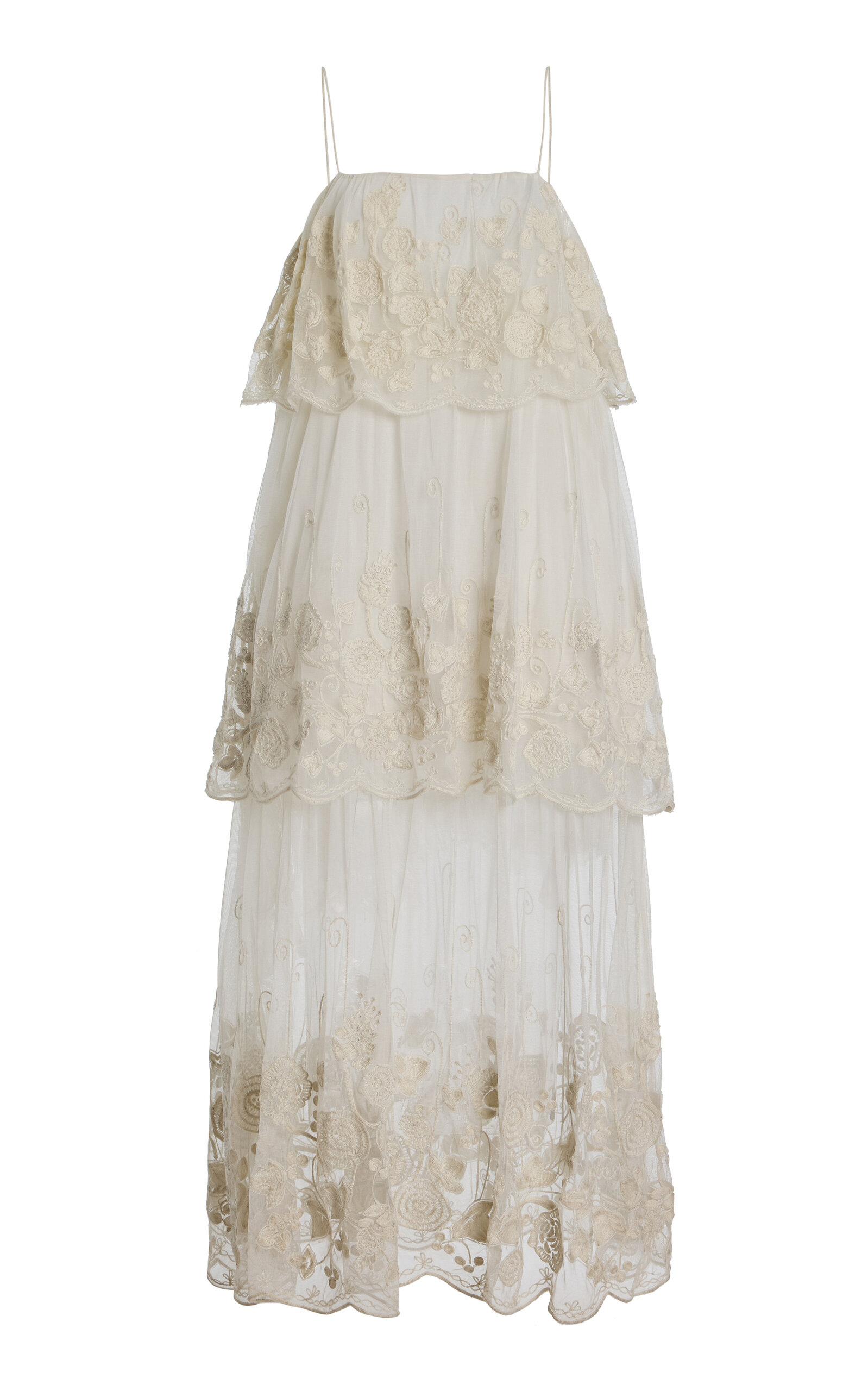 Sea Arielle Tiered Lace Midi Dress in White | Lyst Sea Arielle Tiered Lace Midi Dress in White | Lyst