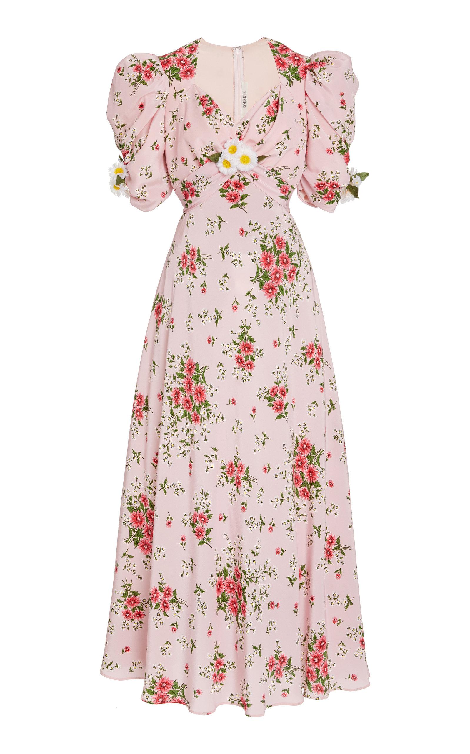 Forfølgelse Hyret Diskret Rodarte Daisy-printed Silk Dress in Pink | Lyst