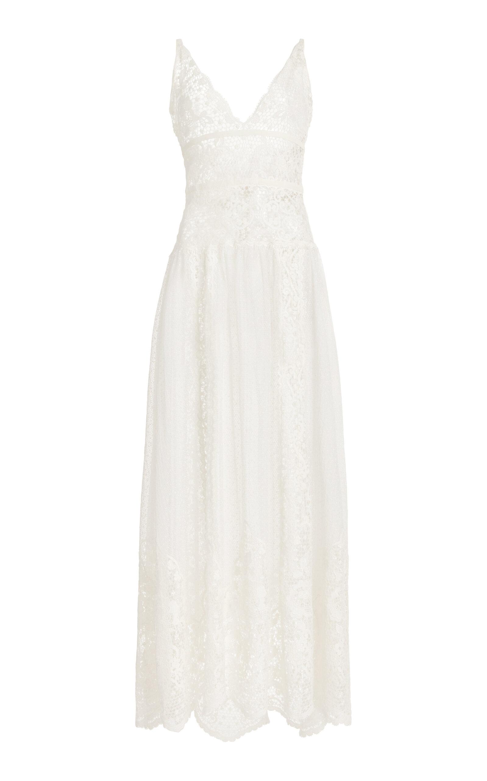Elie Saab Macrame Maxi Dress in White | Lyst