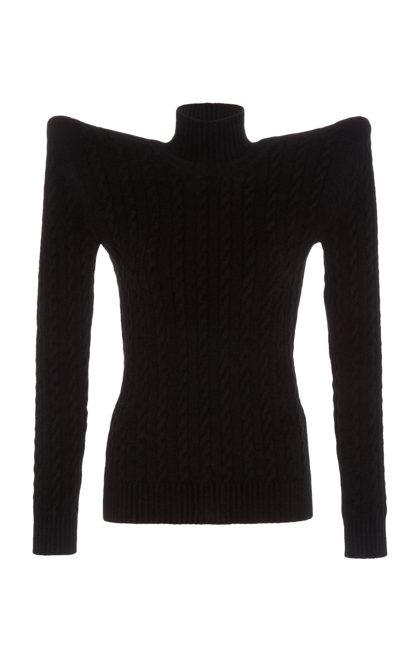black cable turtleneck sweater