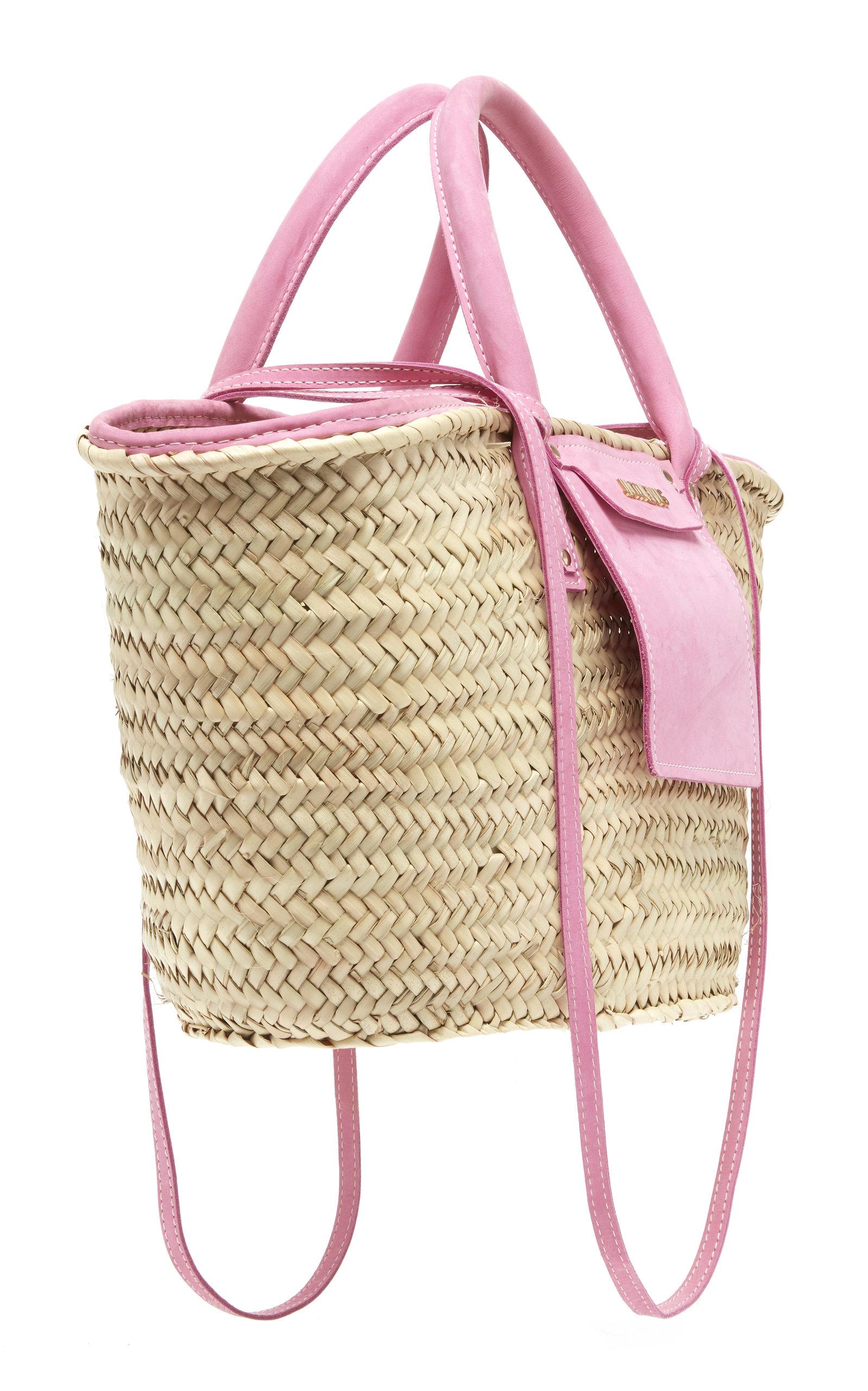 Jacquemus Le Panier Soleil Suede-trimmed Straw Tote in Pink - Lyst