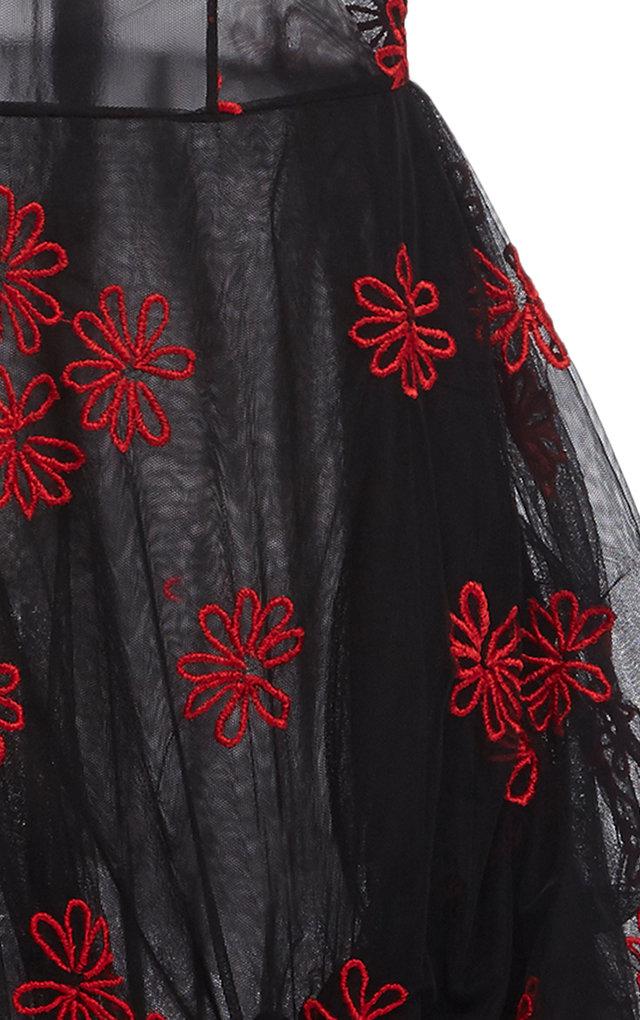 Simone Rocha】 BLACK tulle フローラル刺繍 ワンピース Simone Rocha】 BLACK tulle フローラル刺繍 ワンピース