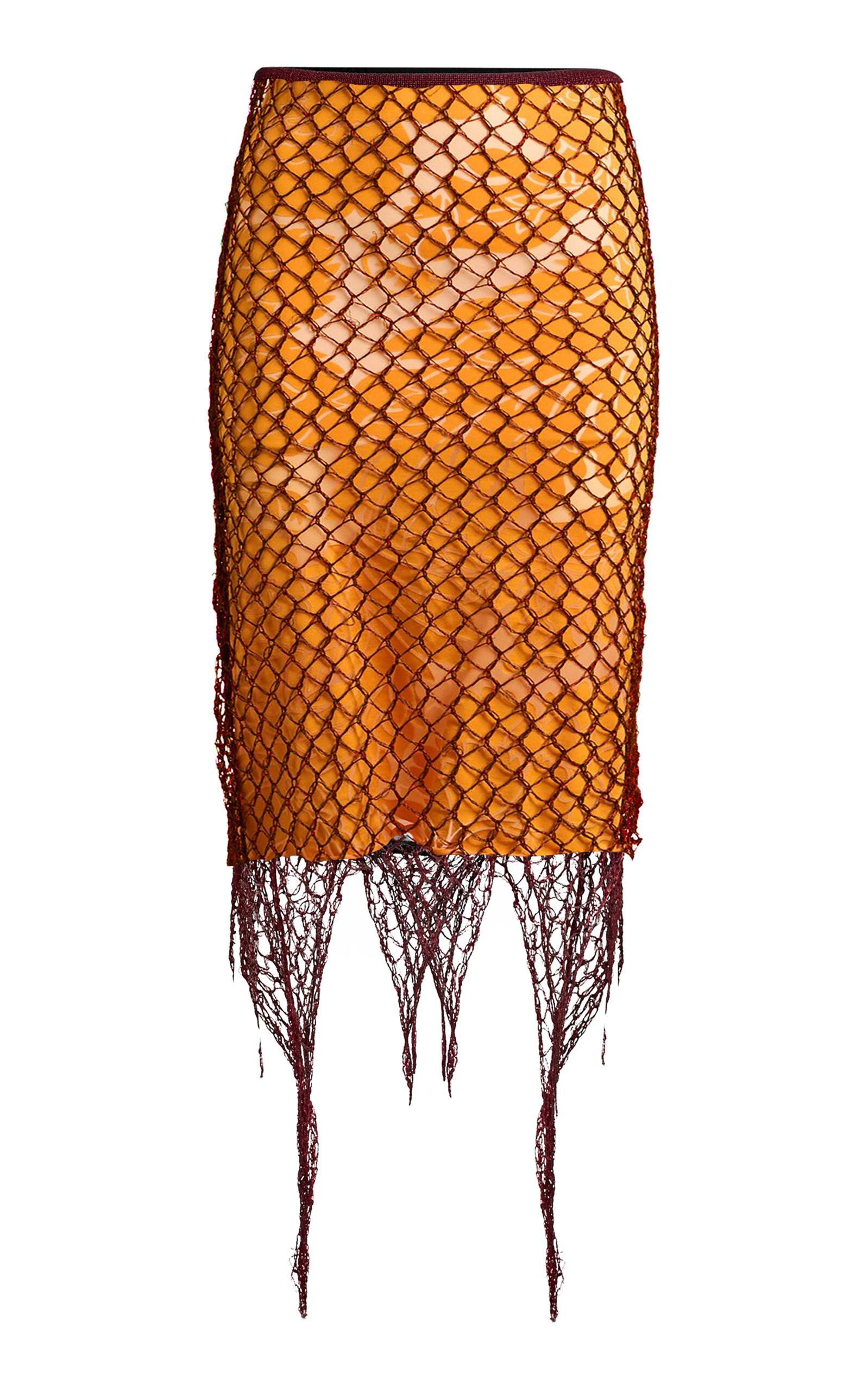 ワンピース ETRO Women Mid Skirts WRHA0332 99IAD24A0251 ORANGE Orange Asymmetric printed satin-jacquard midi skirt | ETRO