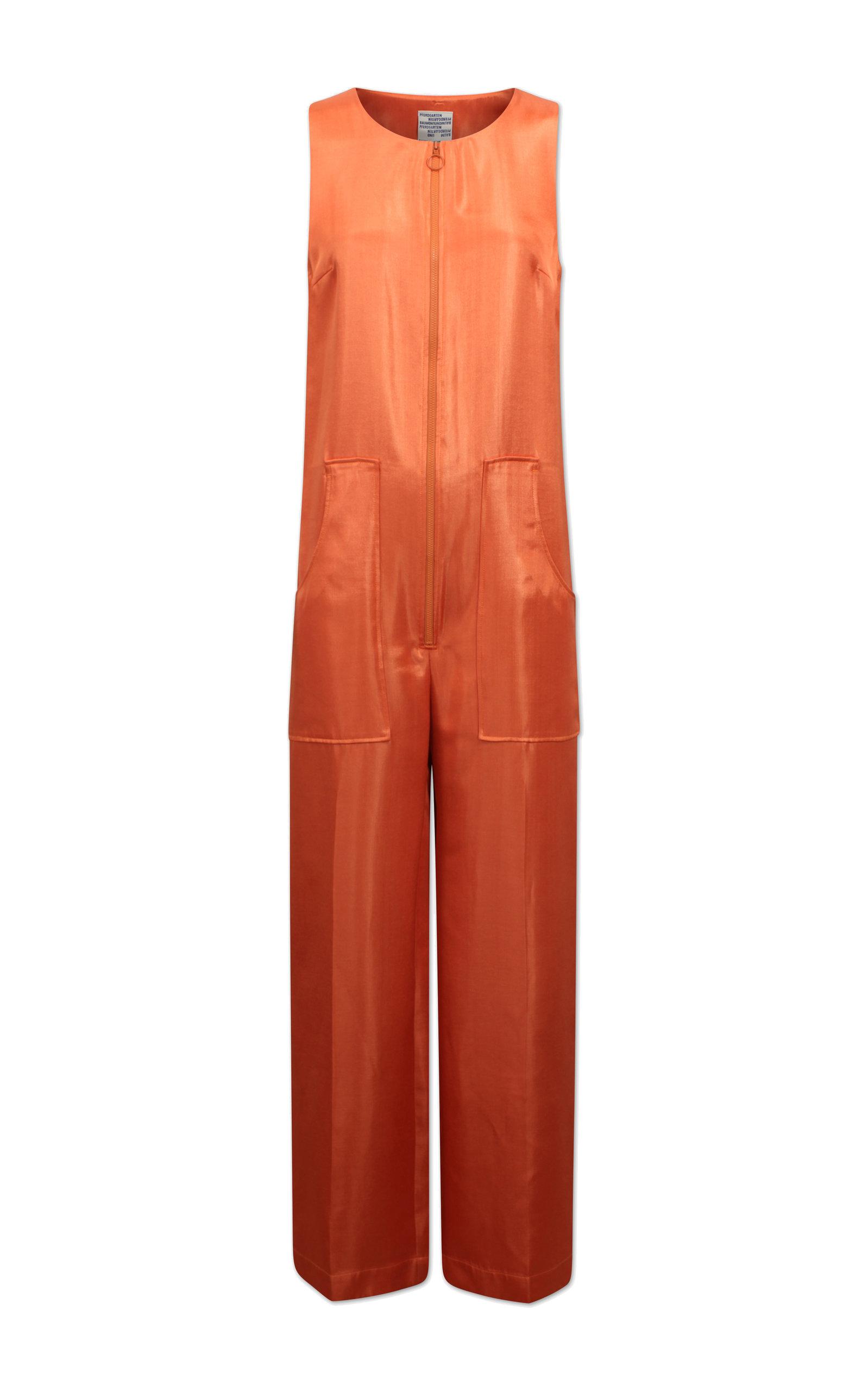 orange sleeveless jumpsuit