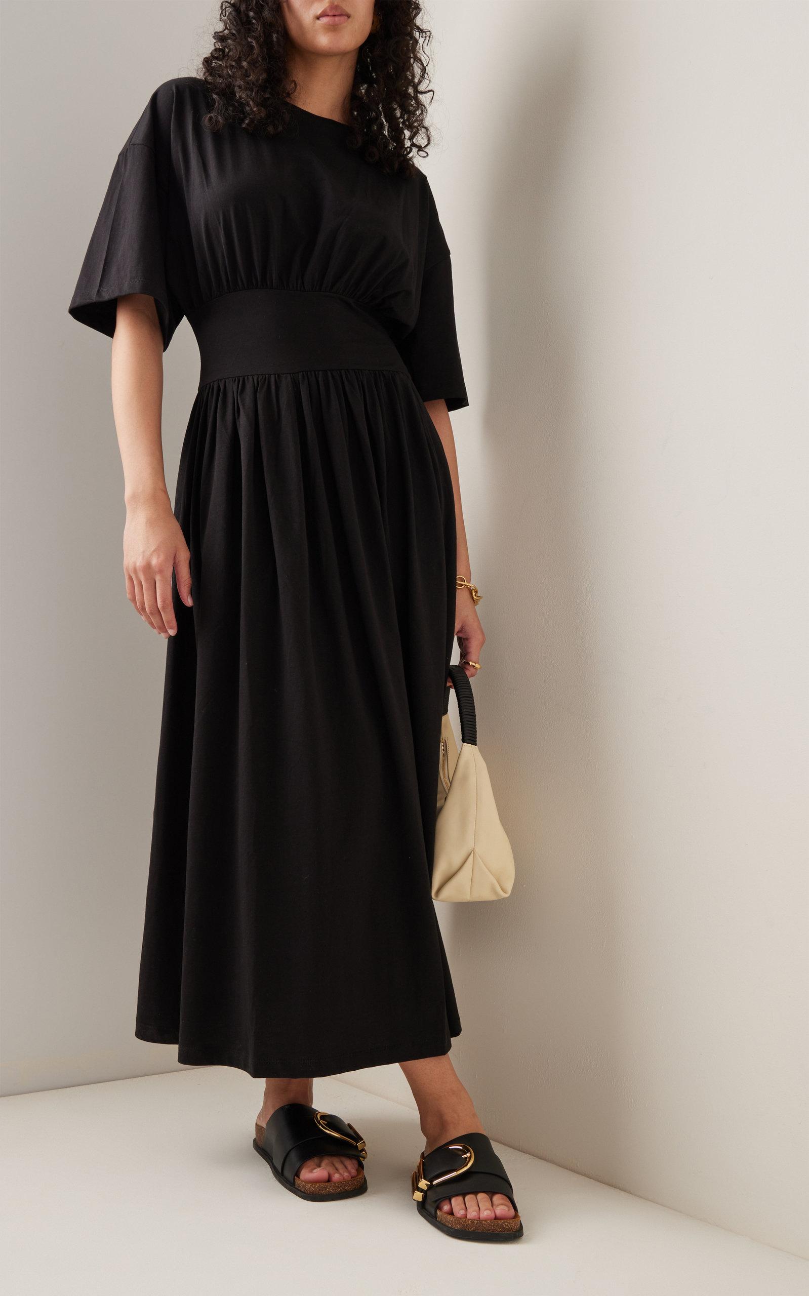 Totême Cotton-jersey Midi Dress in Black | Lyst