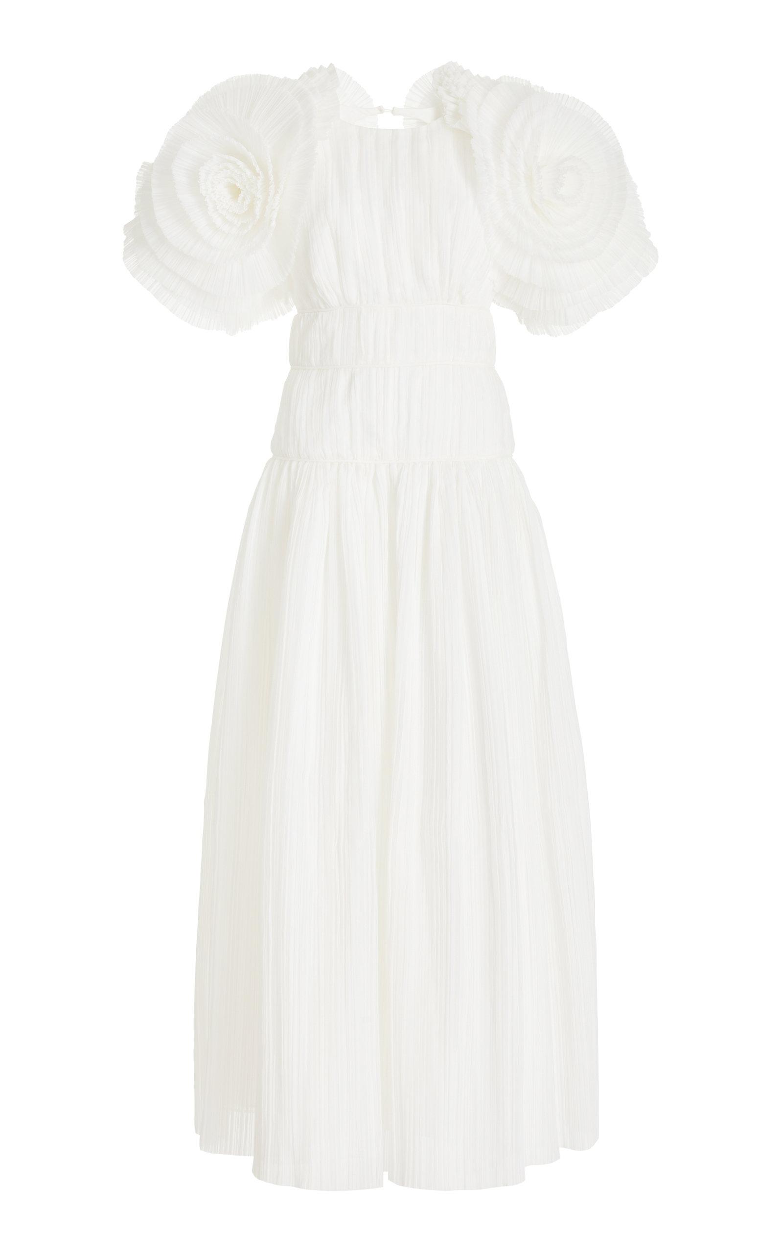 Aje. Expressive Ruffle-detailed Pleated Maxi Dress in White | Lyst