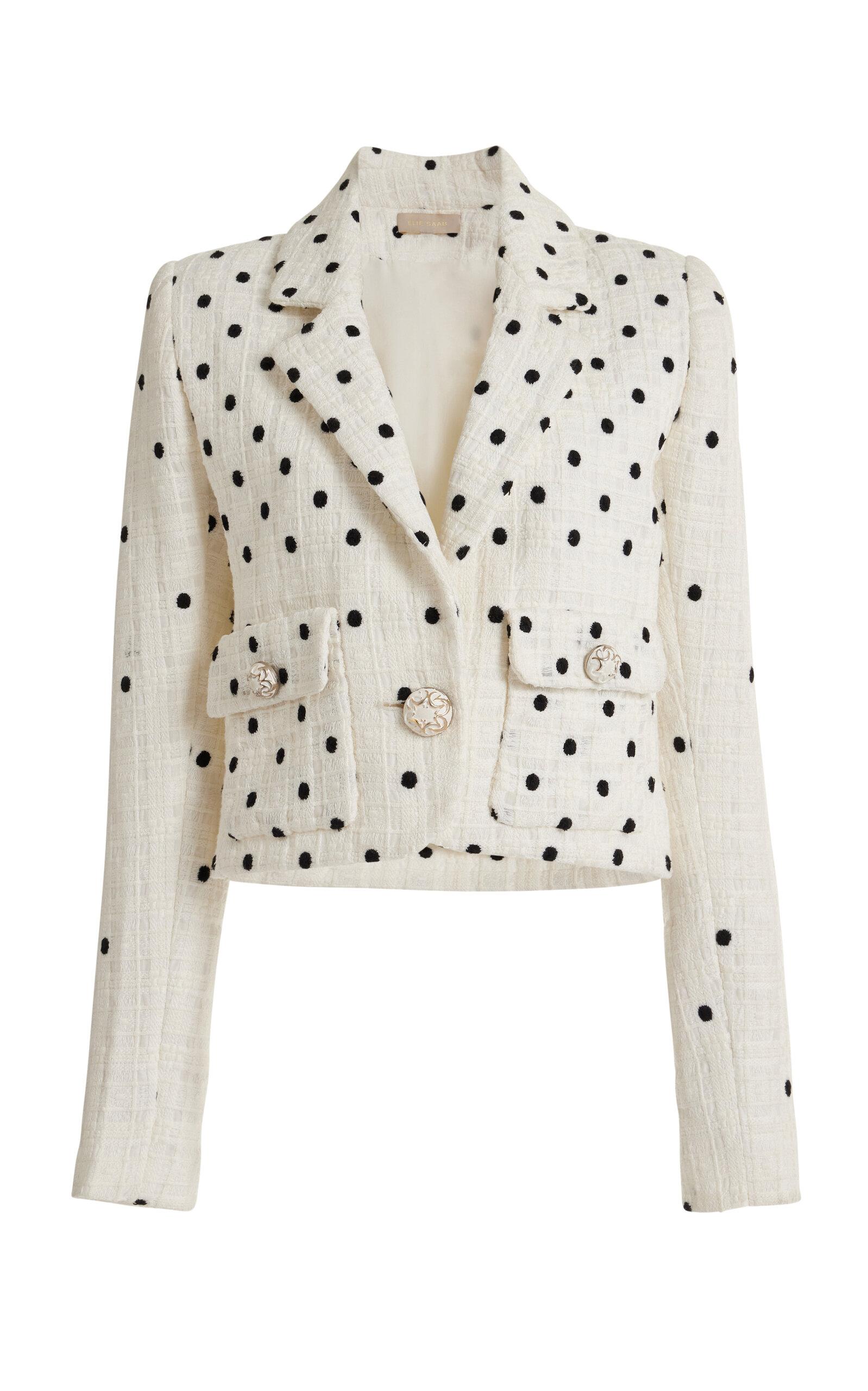 Elie Saab eyelet-detail single-breast blazer - White