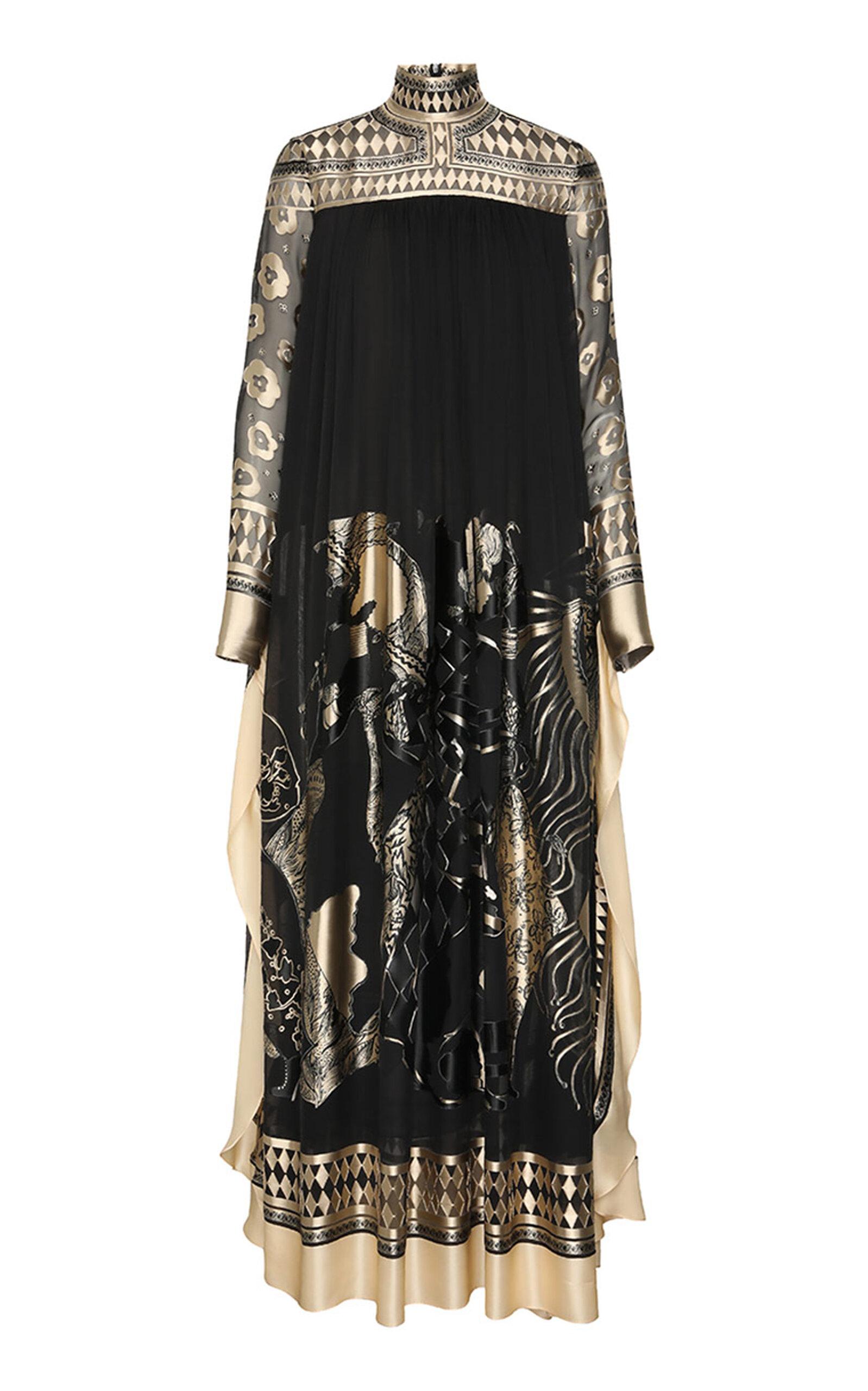 【Zimmermann】イラストレーション フラッタードレス ZIMMERMANN Illustration Structured Maxi Dress | Black | FARFETCH