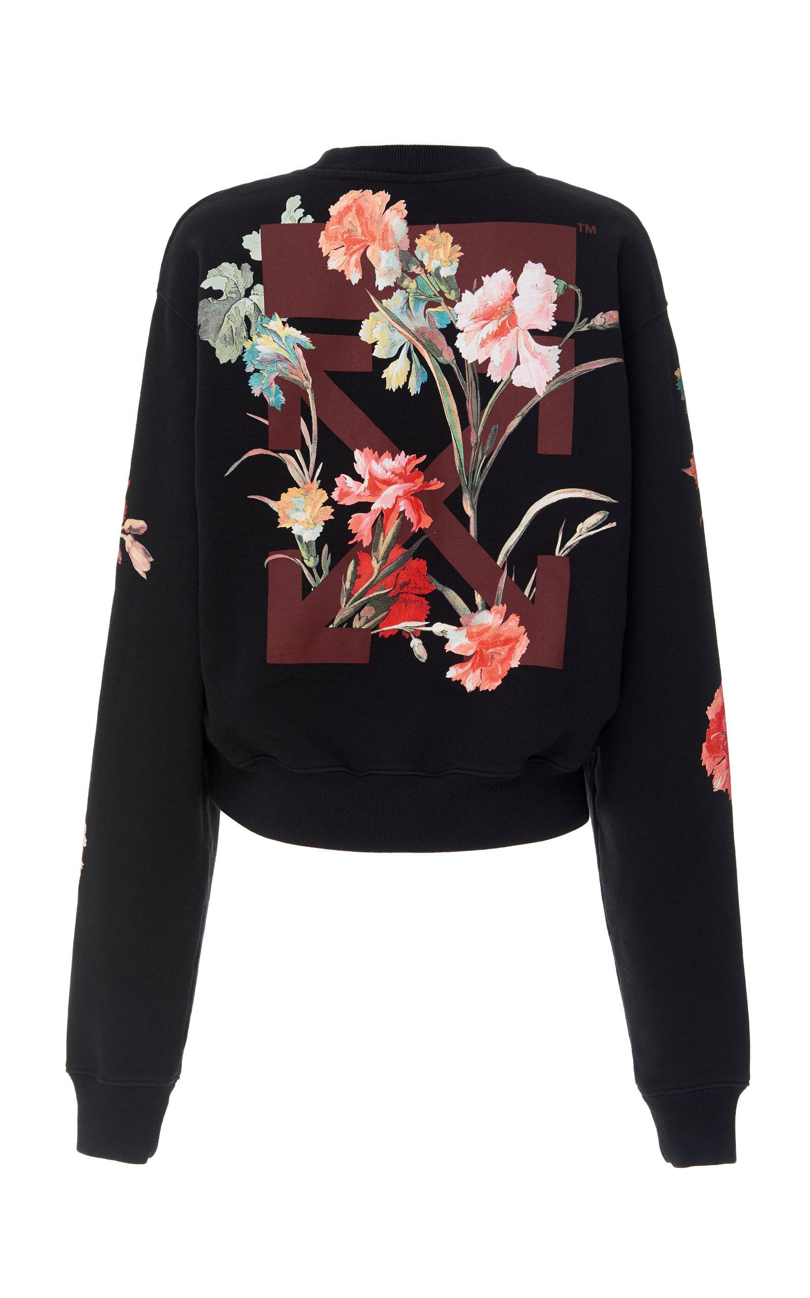 Off-White c/o Virgil Abloh Floral-print Cotton-jersey Sweatshirt in Black |  Lyst
