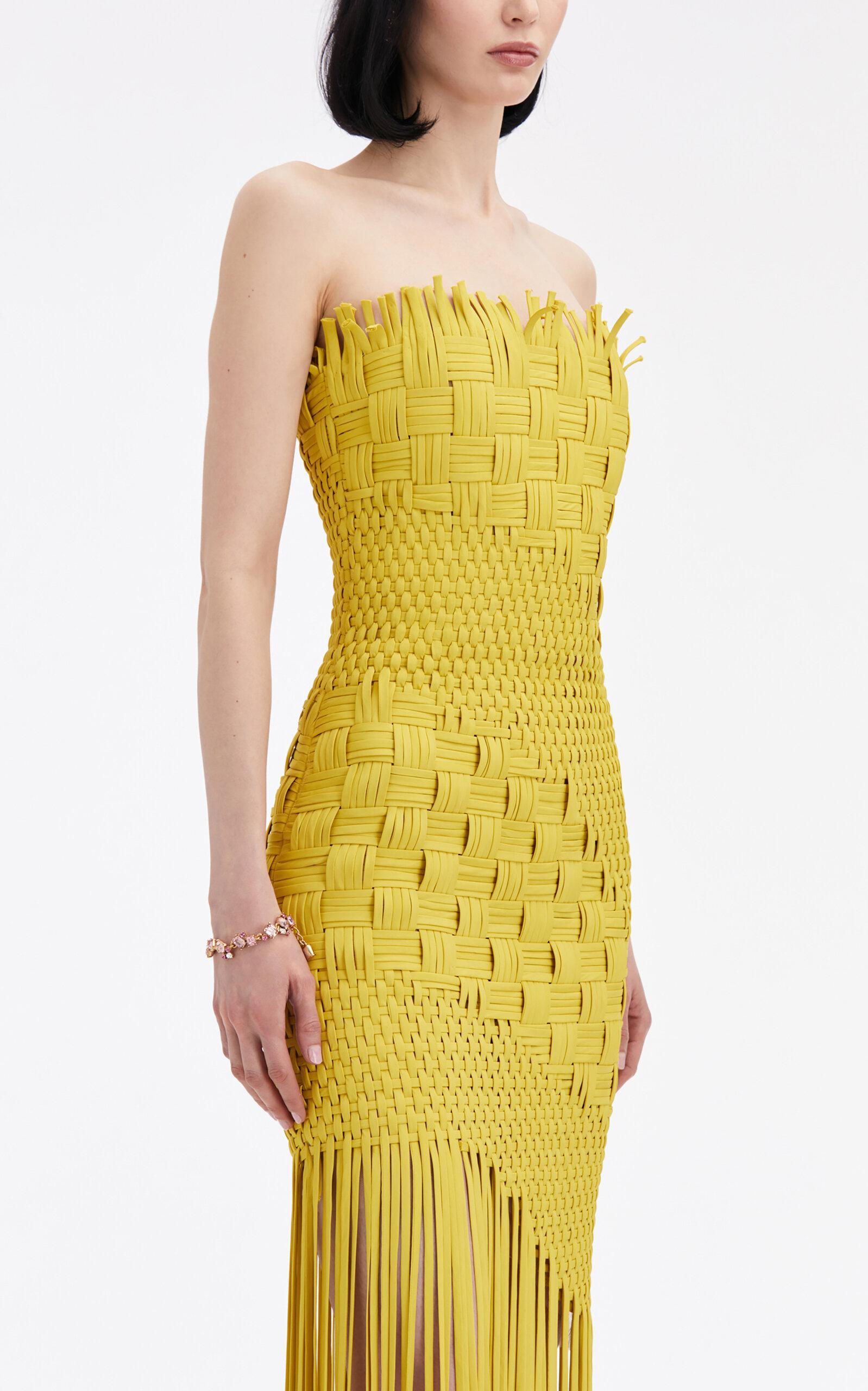 oscar de la renta fringed crepe midi dress Fall 2024