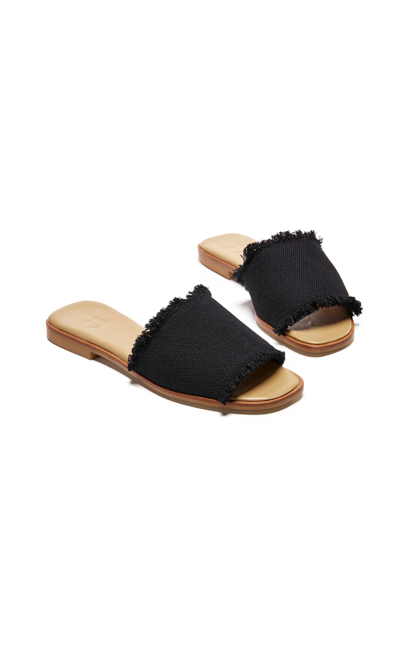 Flattered Melissa Canvas And Leather Slides in Black - Lyst