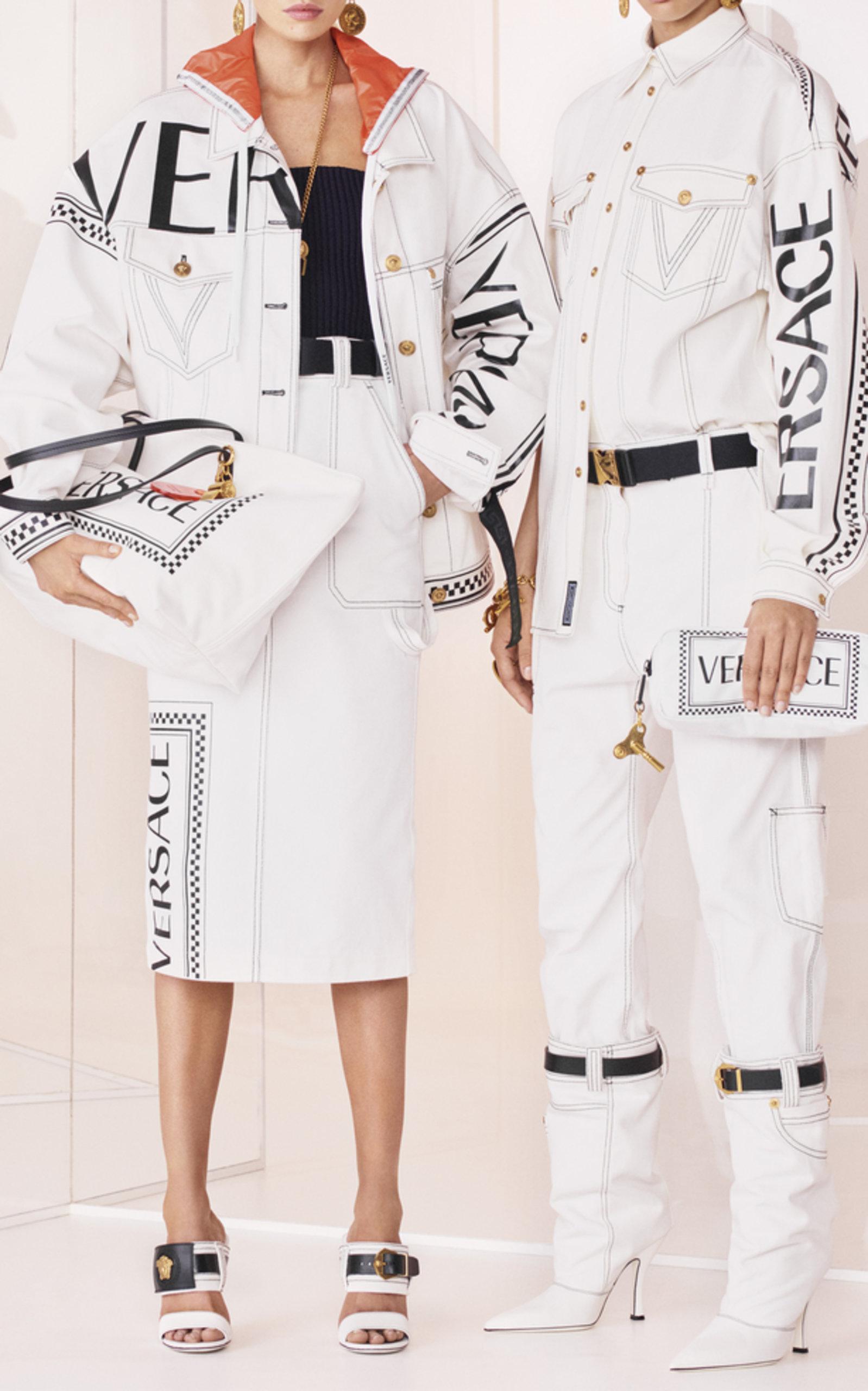 Versace Graphic Denim Jacket in White | Lyst