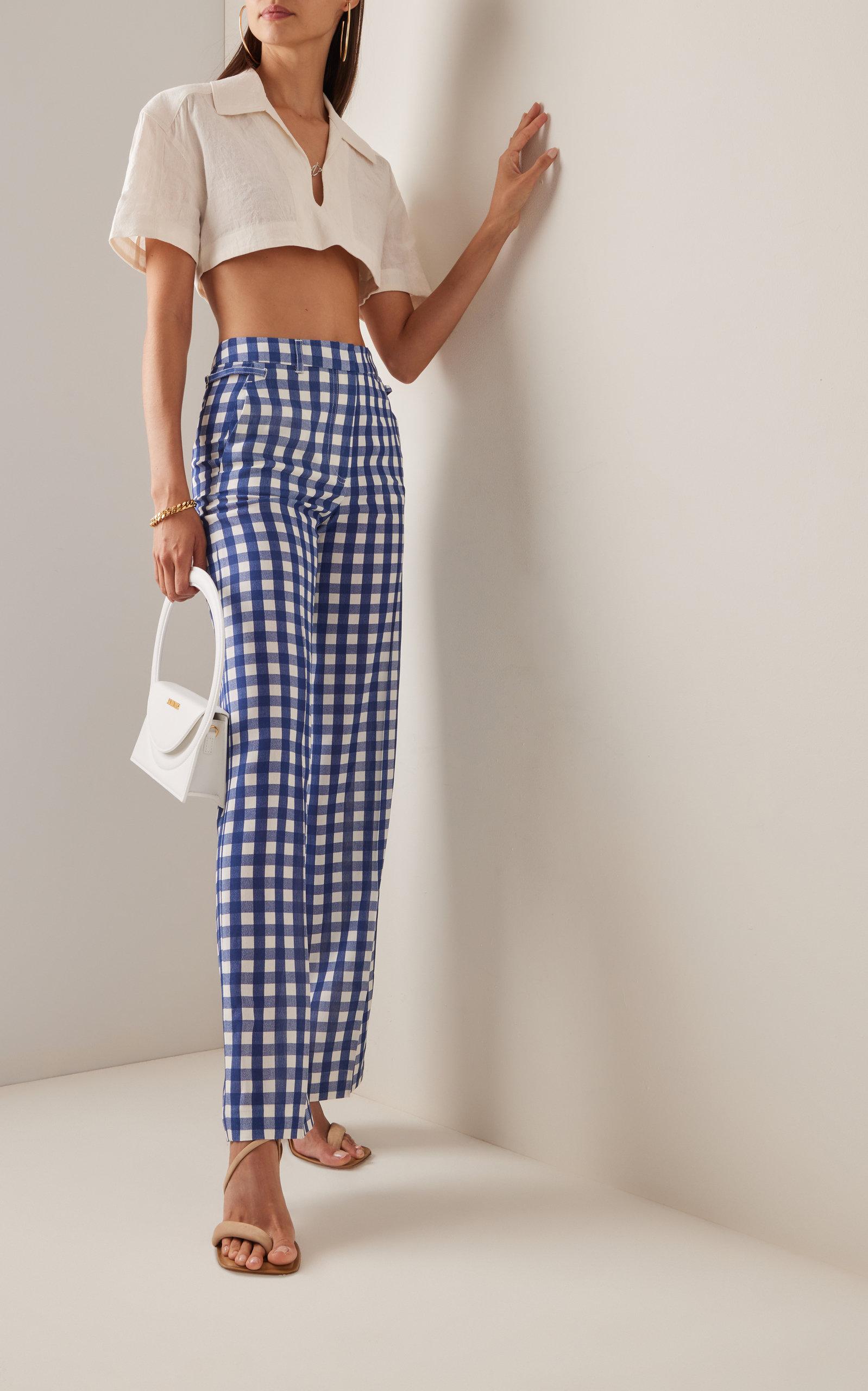 Jacquemus Marino Checked Wide-leg Pants in Blue | Lyst
