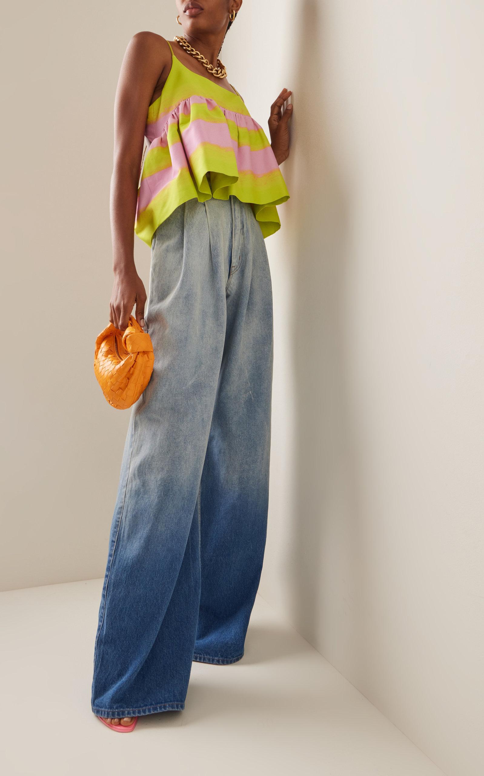 Pantalon Jean Droit Femme Brandon Maxwell 'Le Duke' - Taille 27, Bleu, Longueur 34 Pouces - Neuf Avec étiquettes