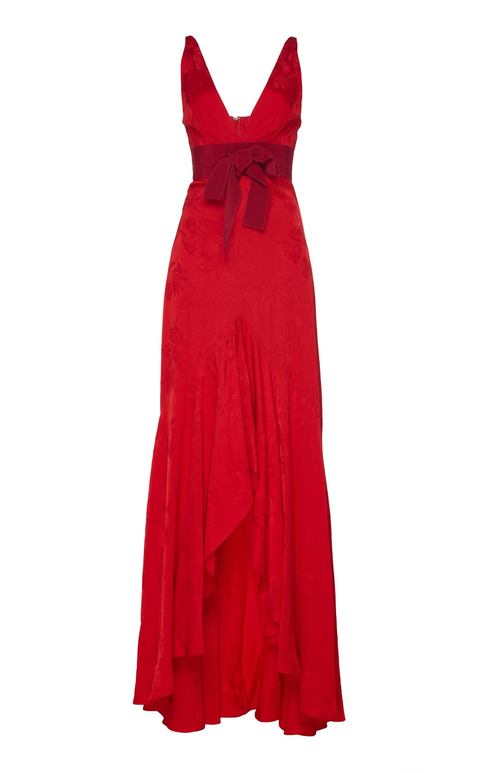 Silvia Tcherassi La Pollera Colora Belted Jacquard Dress in Red | Lyst