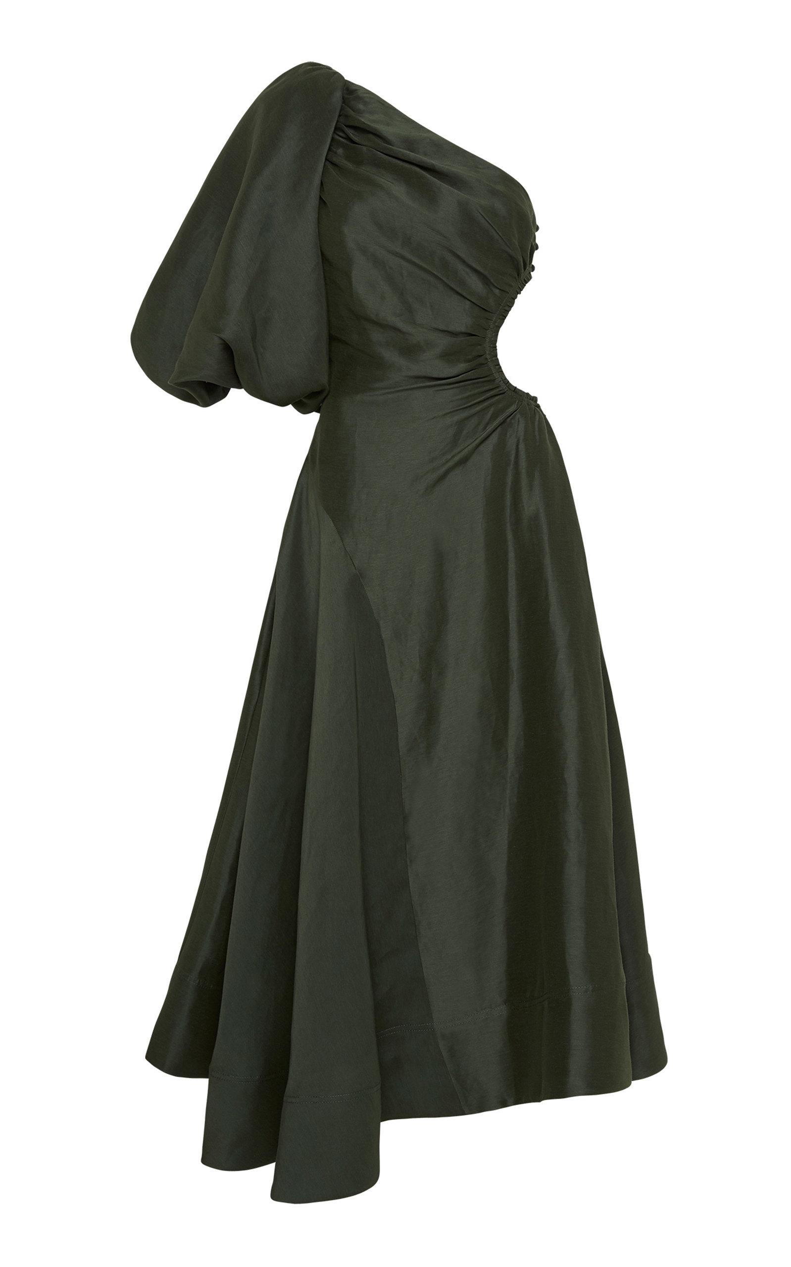 Aje. Concept Asymmetric Cutout Silk-linen Maxi Dress in Green | Lyst Australia Aje. Concept Asymmetric Cutout Silk-linen Maxi Dress in Green | Lyst Australia