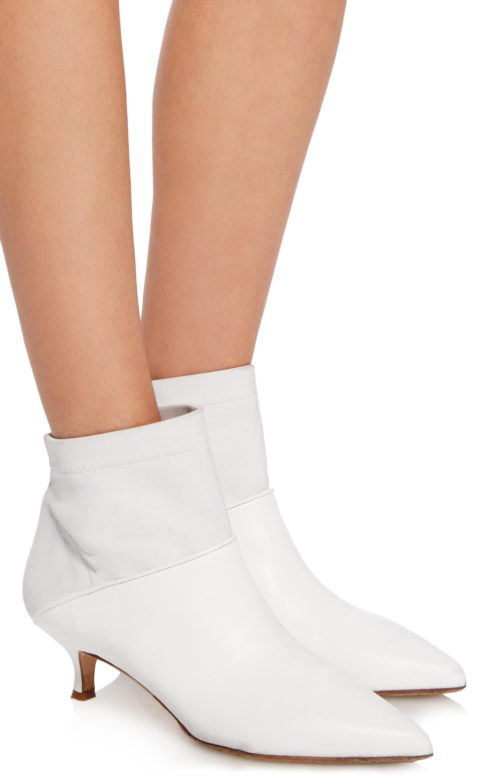 White Tibi Collier Boot Kitten Heel Tibi Jean Booties Tibi Sid