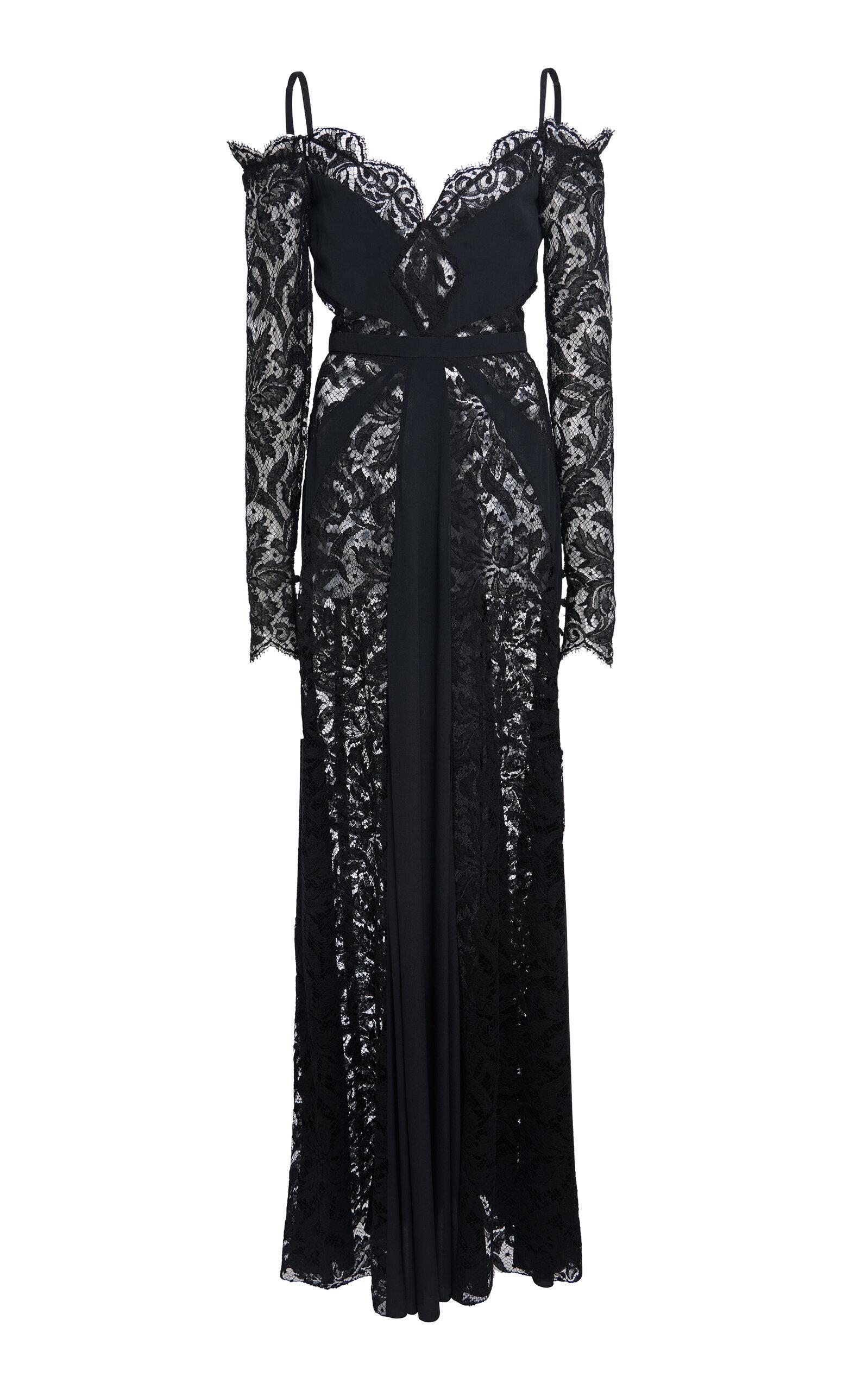 Zuhair Murad Lace V-neck Long Sleeved Gown in Black | Lyst