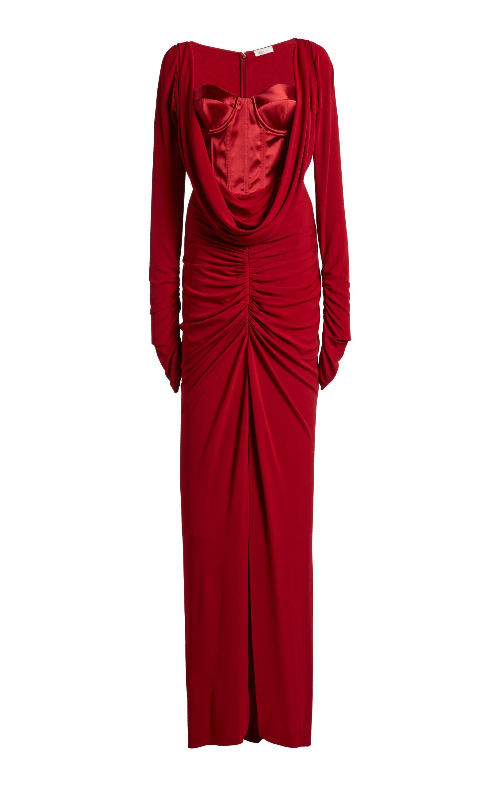 black ribbed dress long sleeve Eterne Long Sleeve Crewneck Maxi Dress main image 1