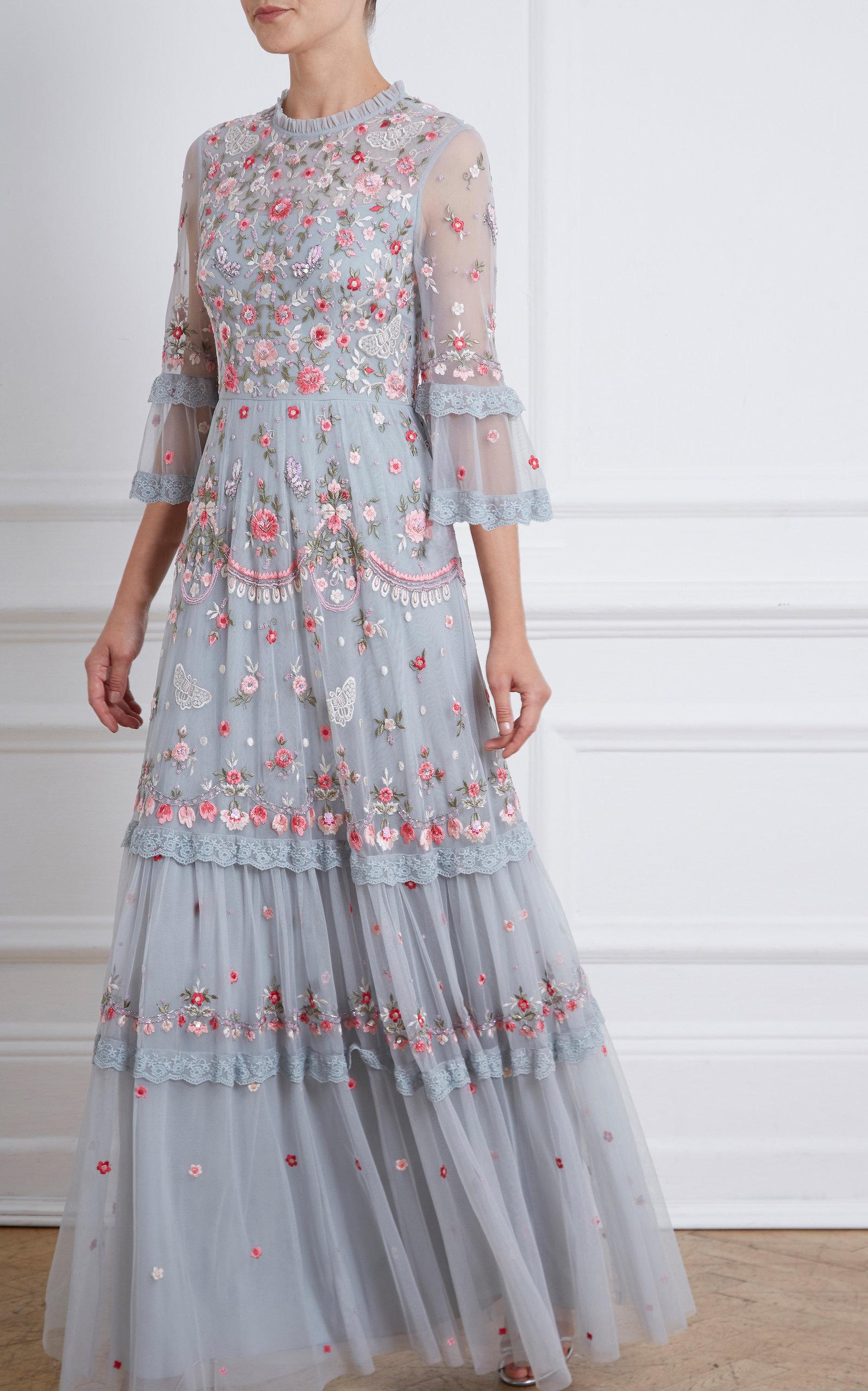 Needle & Thread Butterfly Meadow Embroidered Tulle Gown in Blue - Lyst