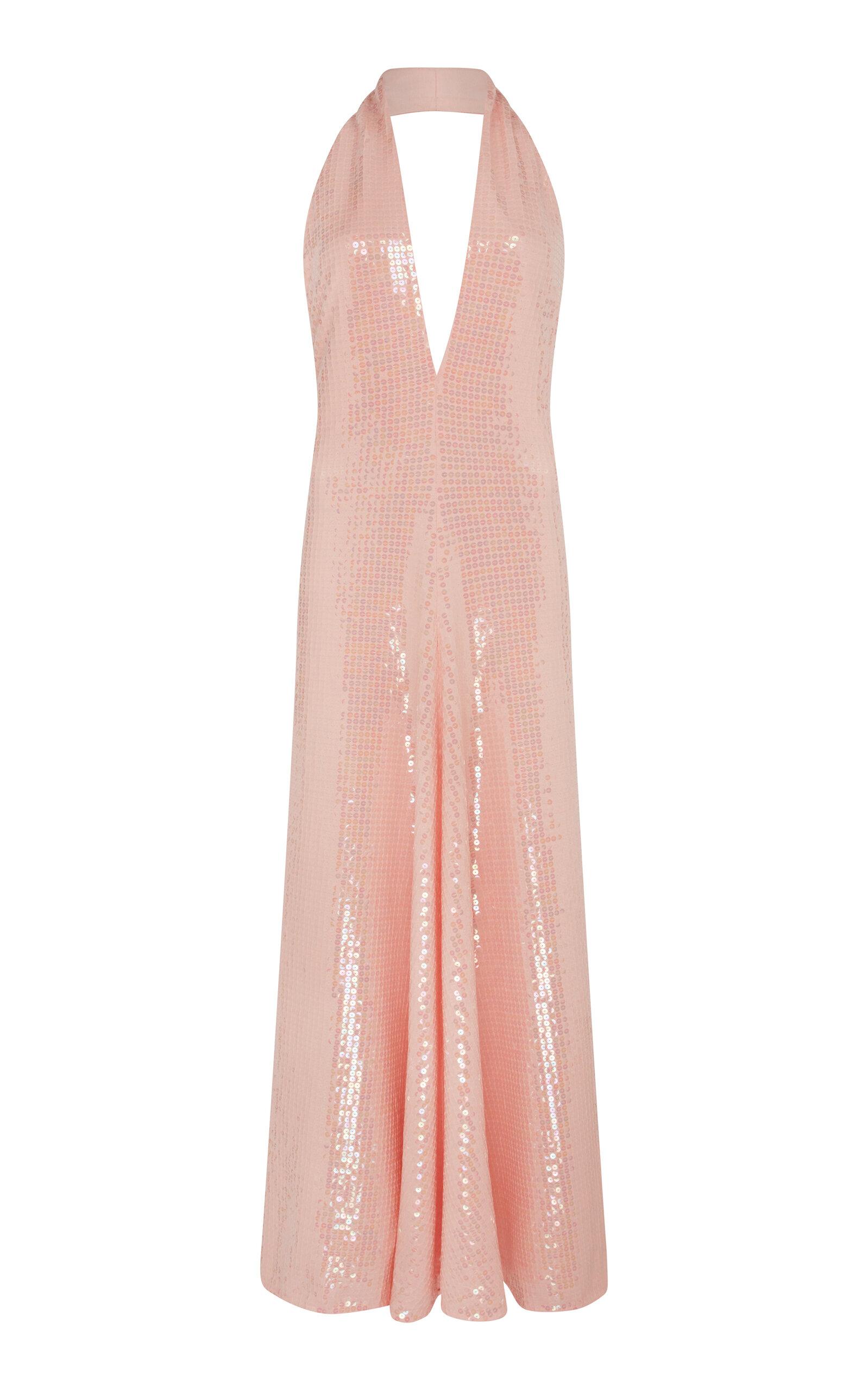 Conner Ives Recycled Sequin Stretch-Cotton Maxi Dress in Pink | Lyst UK