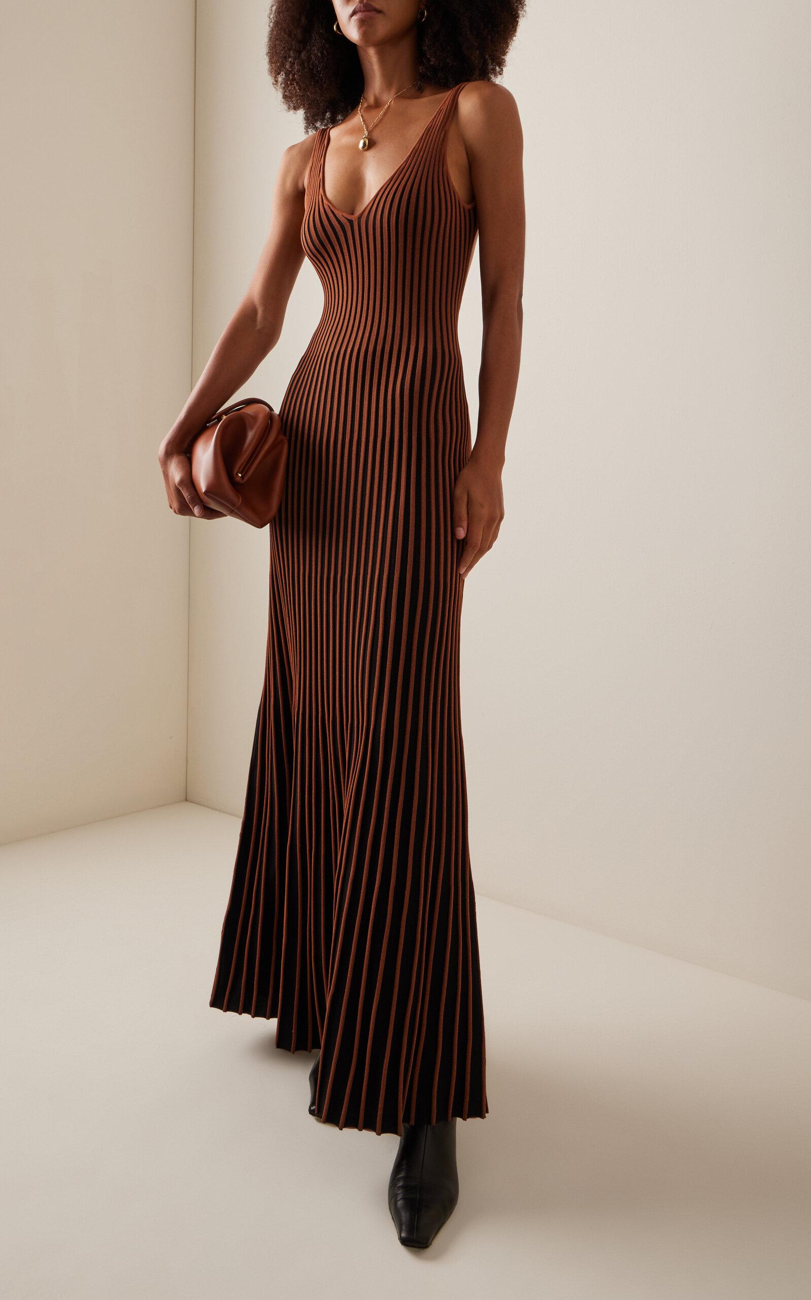 STAUD Claretta Open Back Knit Maxi Dress in Brown | Lyst STAUD Claretta Open Back Knit Maxi Dress in Brown | Lyst