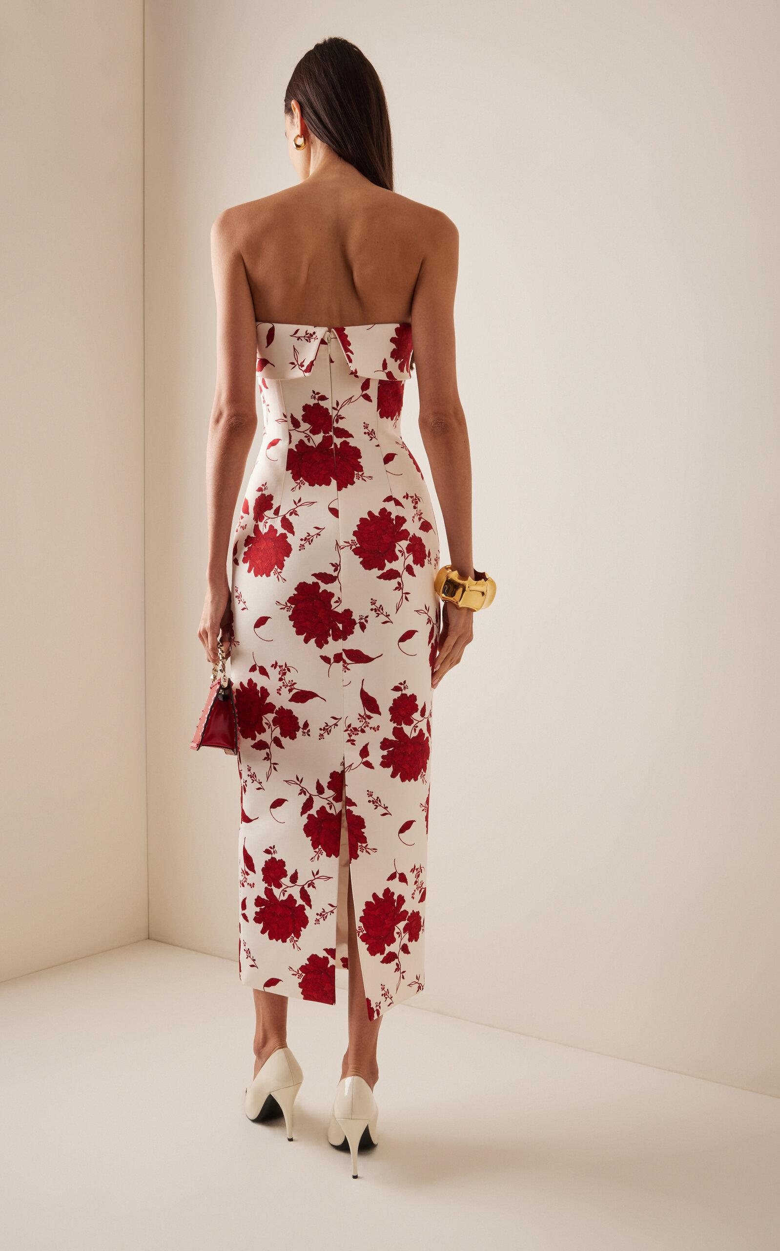 Emilia Wickstead Exclusive Keeley Strapless Midi Dress in Red | Lyst