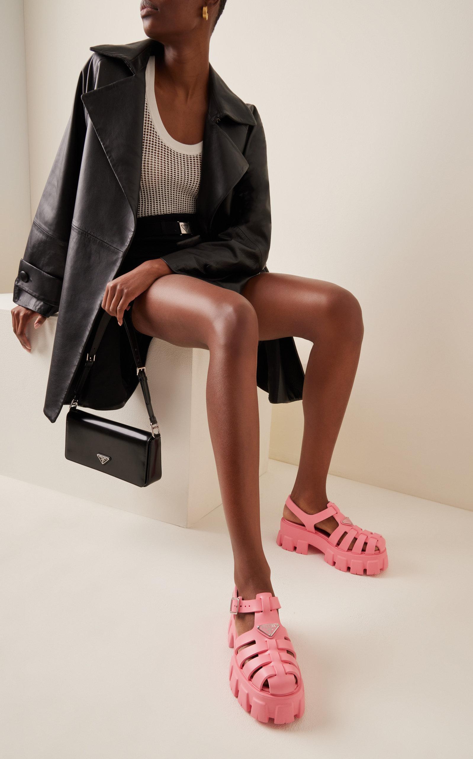 Prada Monolith Rubber Fisherman Sandals in Pink - Save 12% | Lyst
