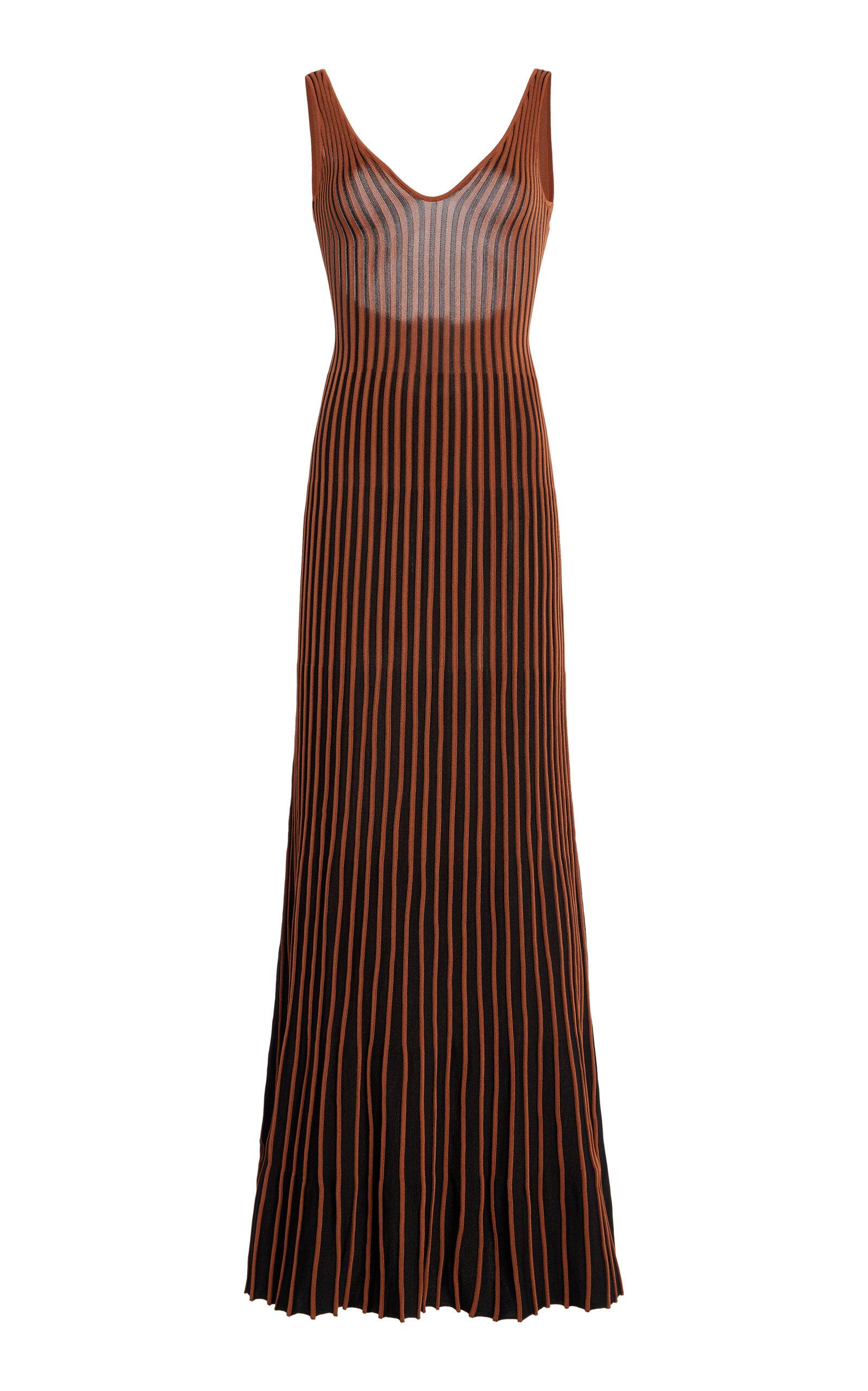 STAUD Claretta Open Back Knit Maxi Dress in Brown | Lyst